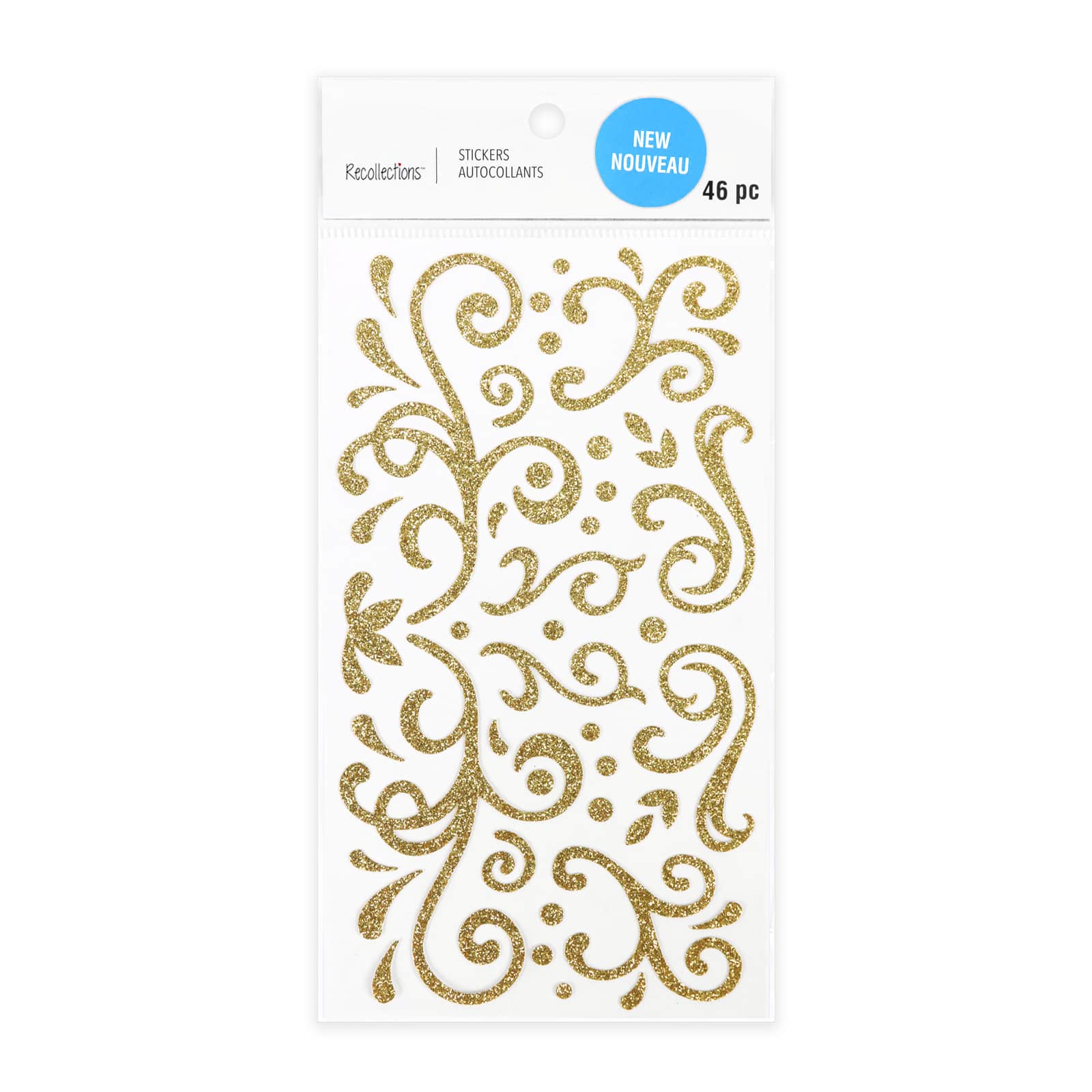 12 Pack: Gold Glitter Swirl Stickers by Recollections™