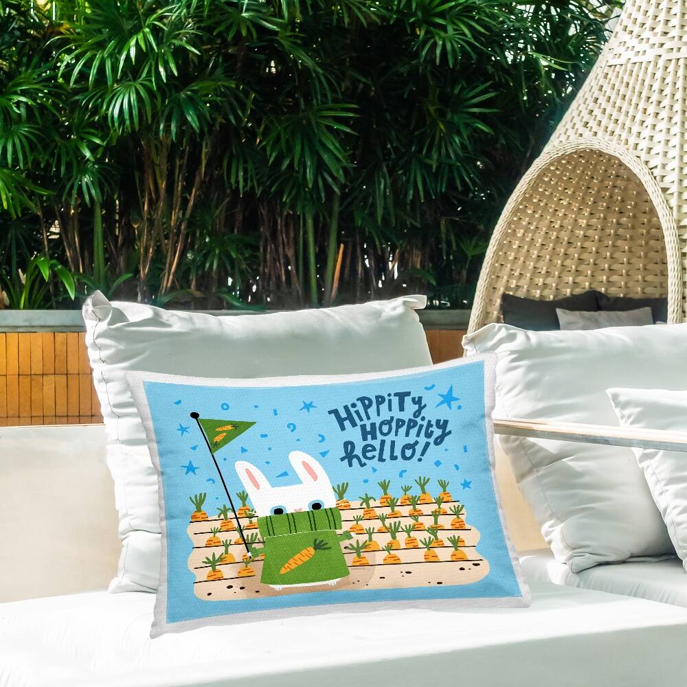 Stupell Industries Hippity Hoppity Hello Bunny Outdoor Printed Pillow