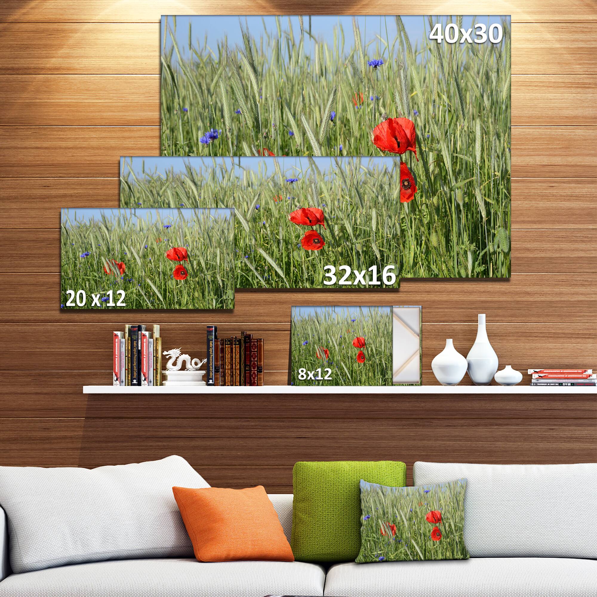 Designart - Rural Landscape with Red Poppies - Large Landscape Canvas Art