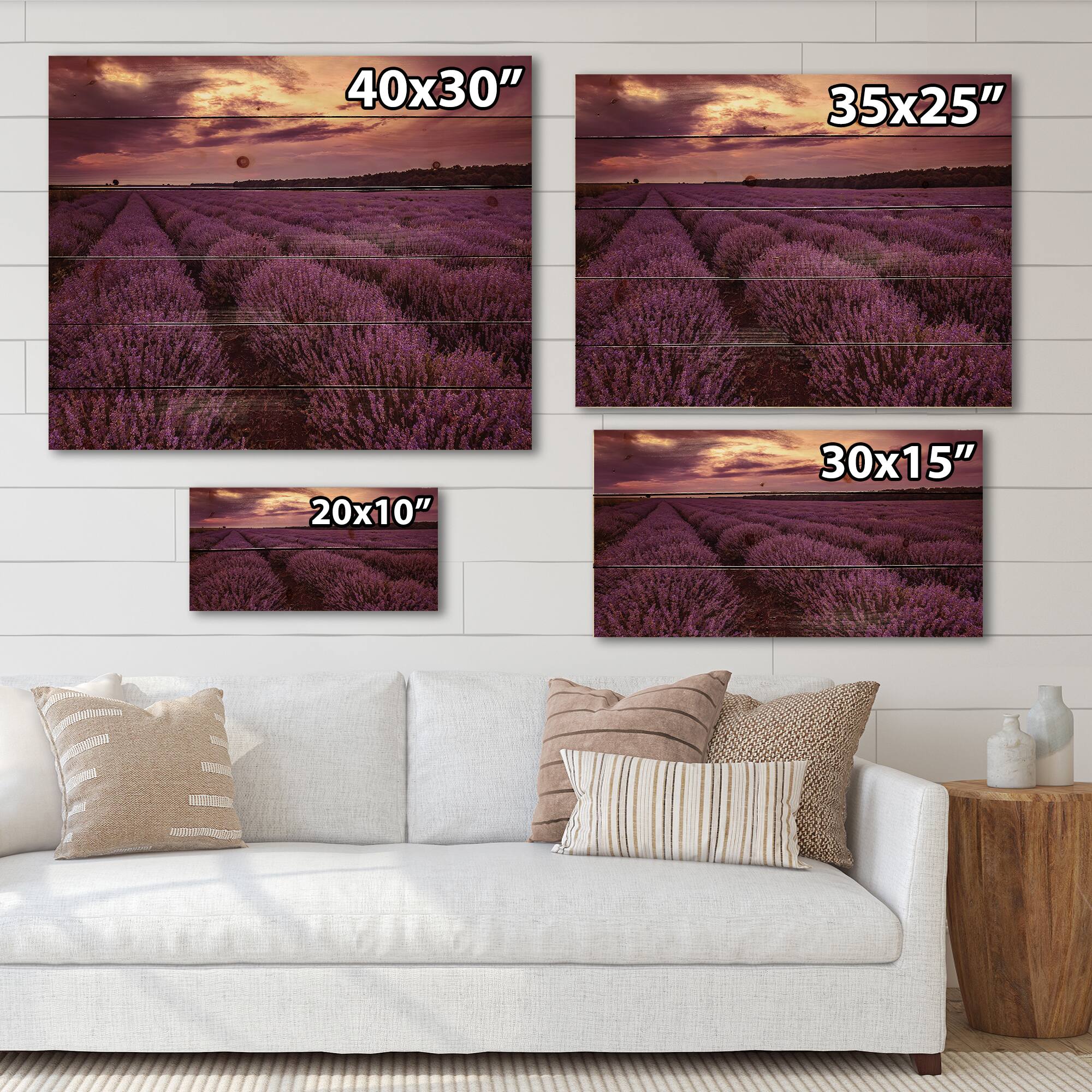 Designart - Sunrise & Dramatic Clouds Over Lavender Field III