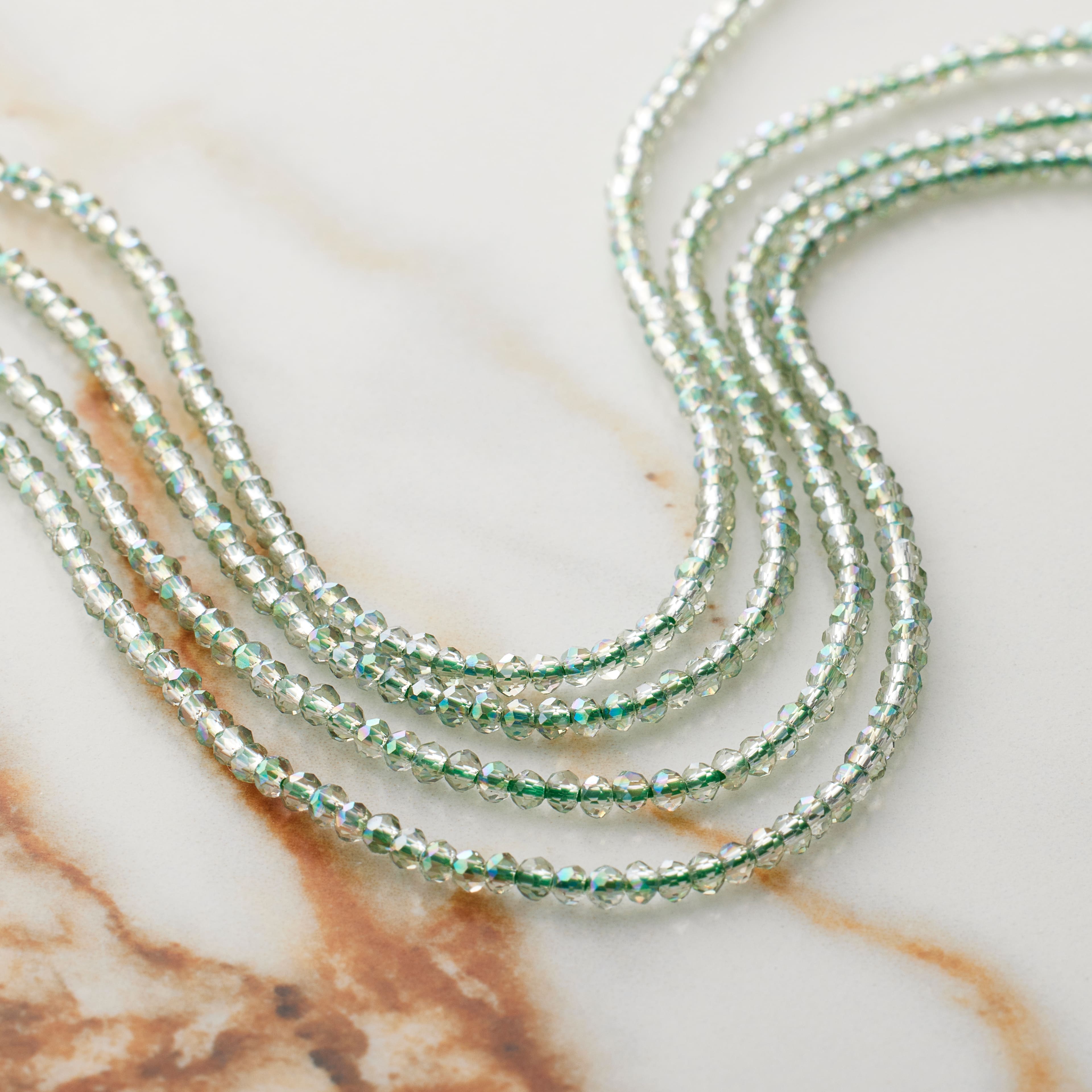 Light Green Faceted Glass Rondelle Beads, 2mm by Bead Landing™