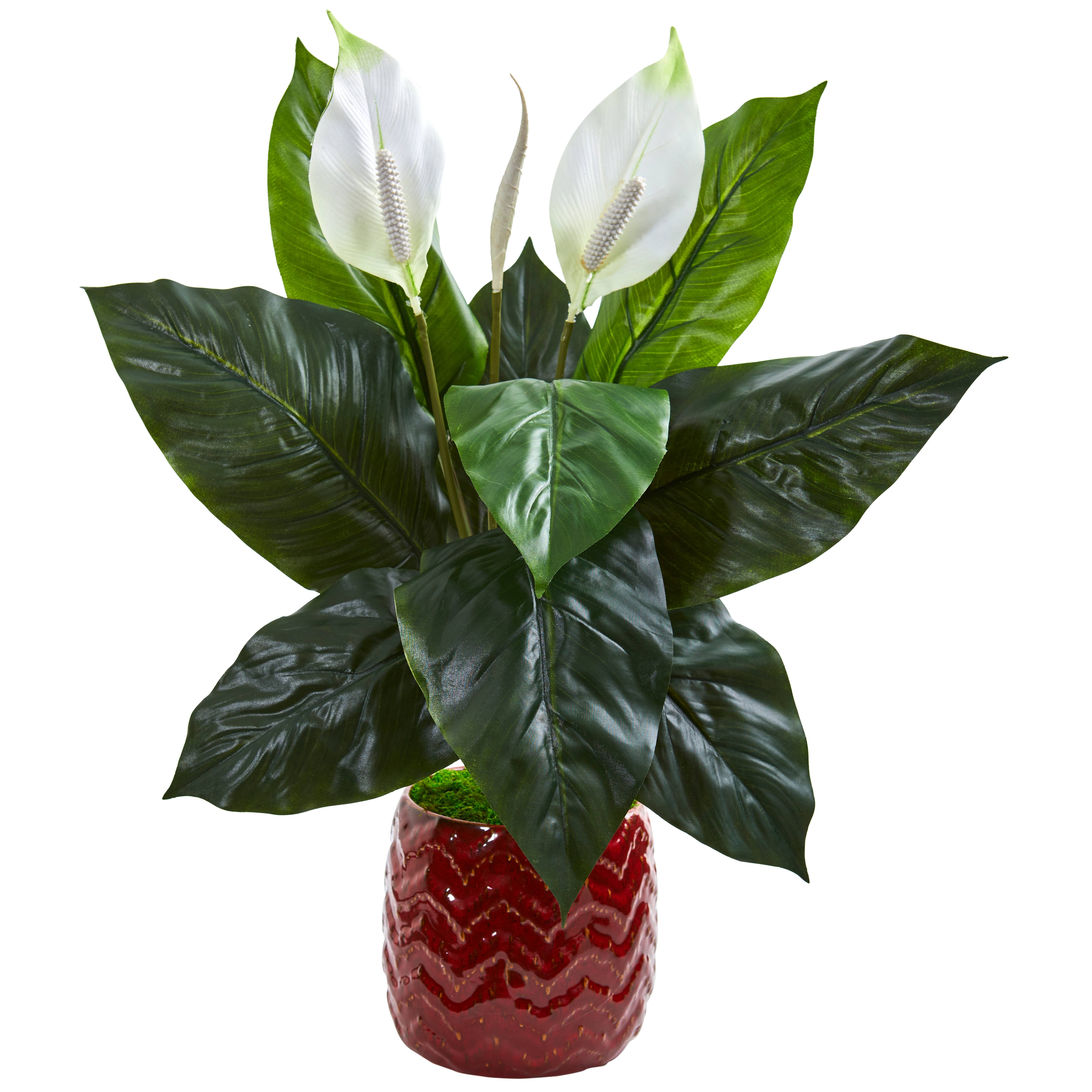 Spathiphyllum Artificial Plant in Red Planter Michaels