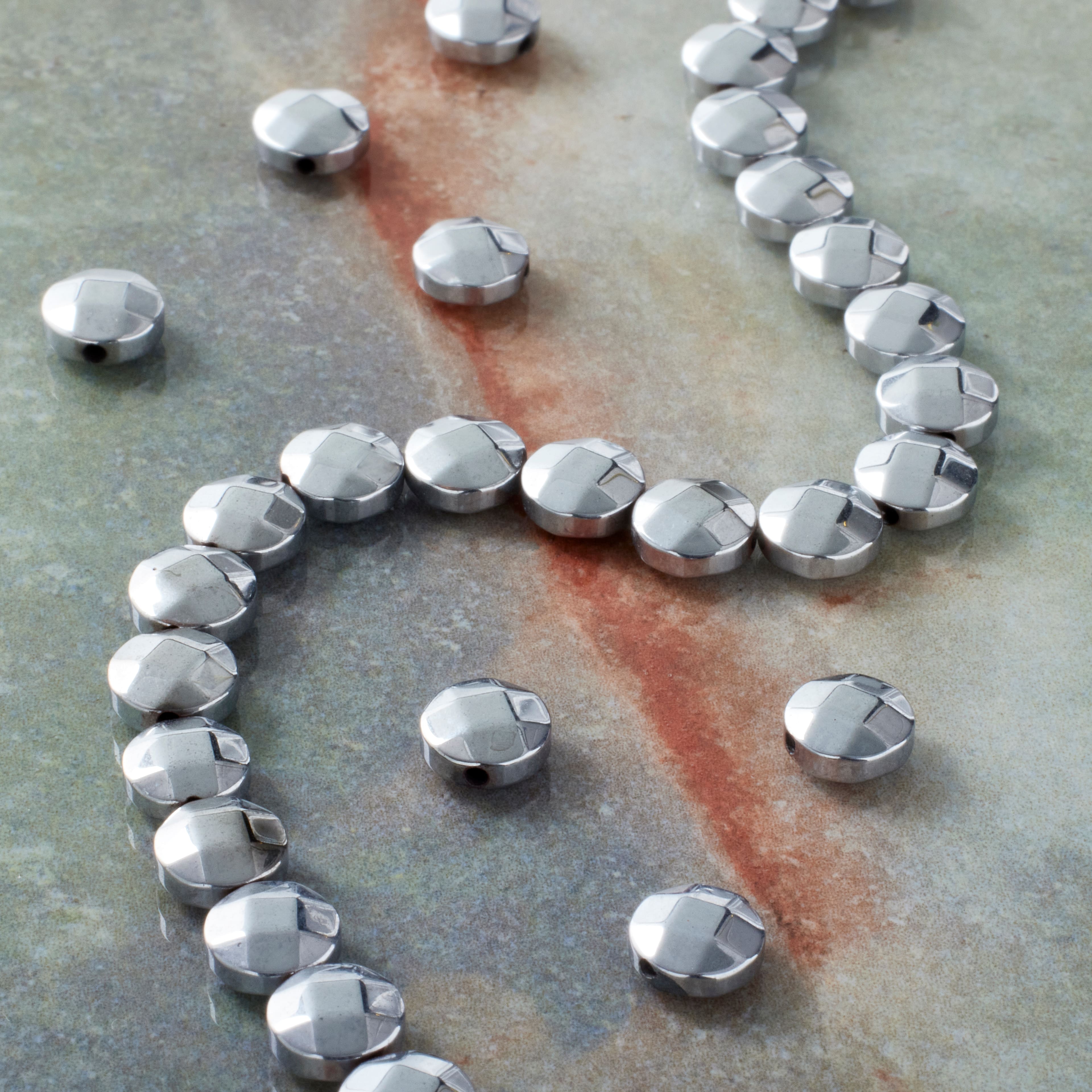 Faceted Hematite Coin Beads, 6mm by Bead Landing&#x2122;