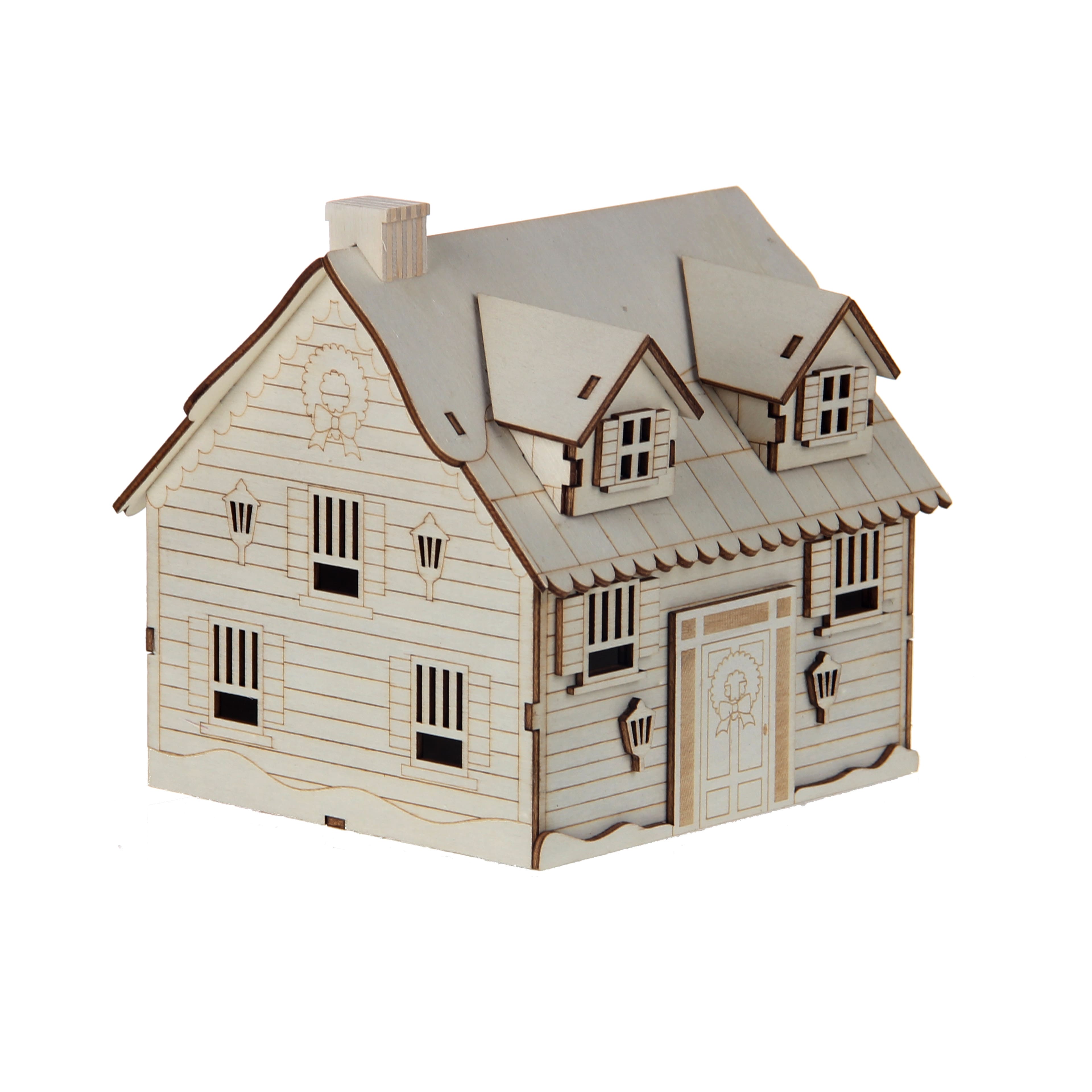 6&#x22; Unfinished Snowy House DIY LED Wood D&#xE9;cor by Make Market&#xAE;
