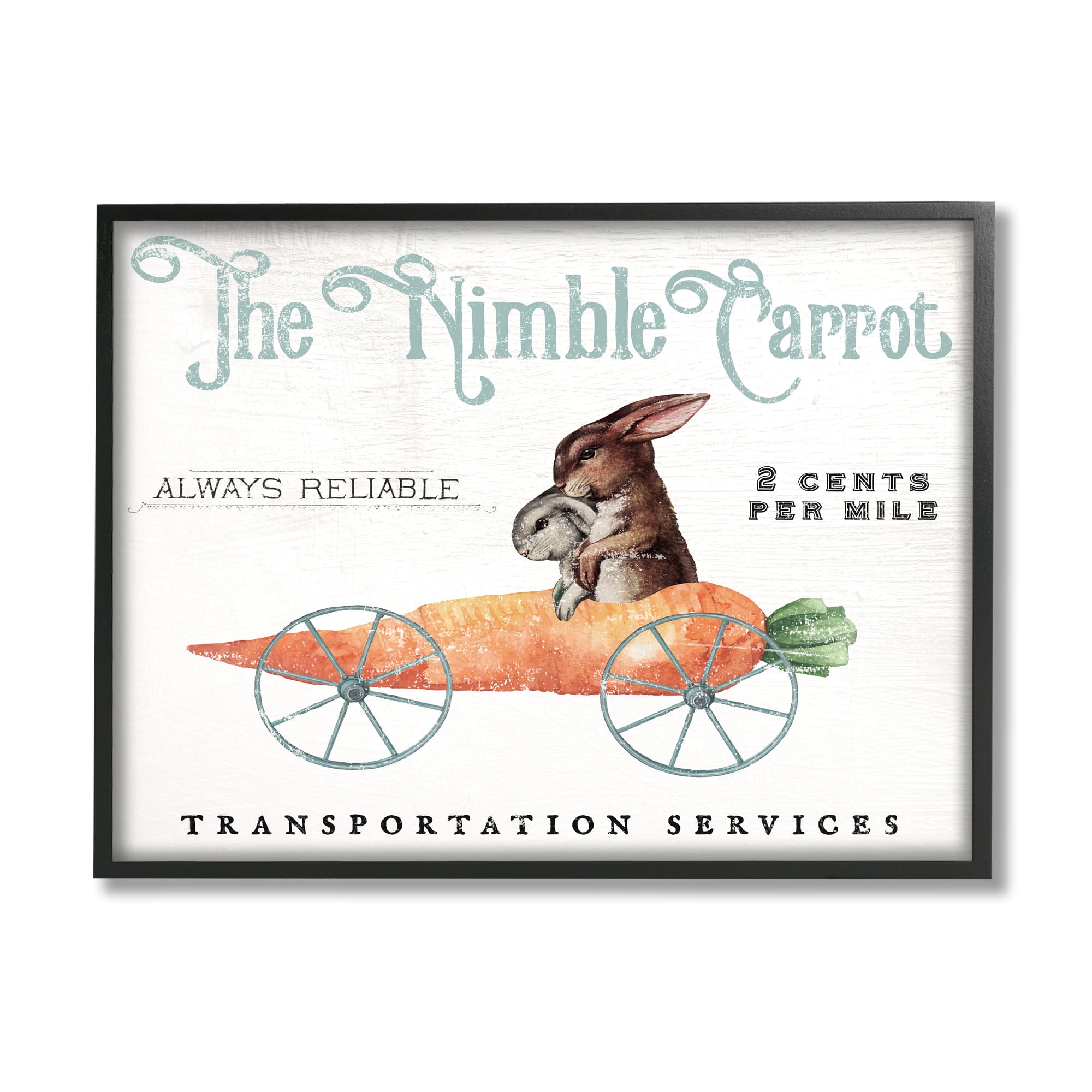 Stupell Industries Easter Bunny Vintage Nimble Carrot Mobile Spring Rabbit Framed Wall Art