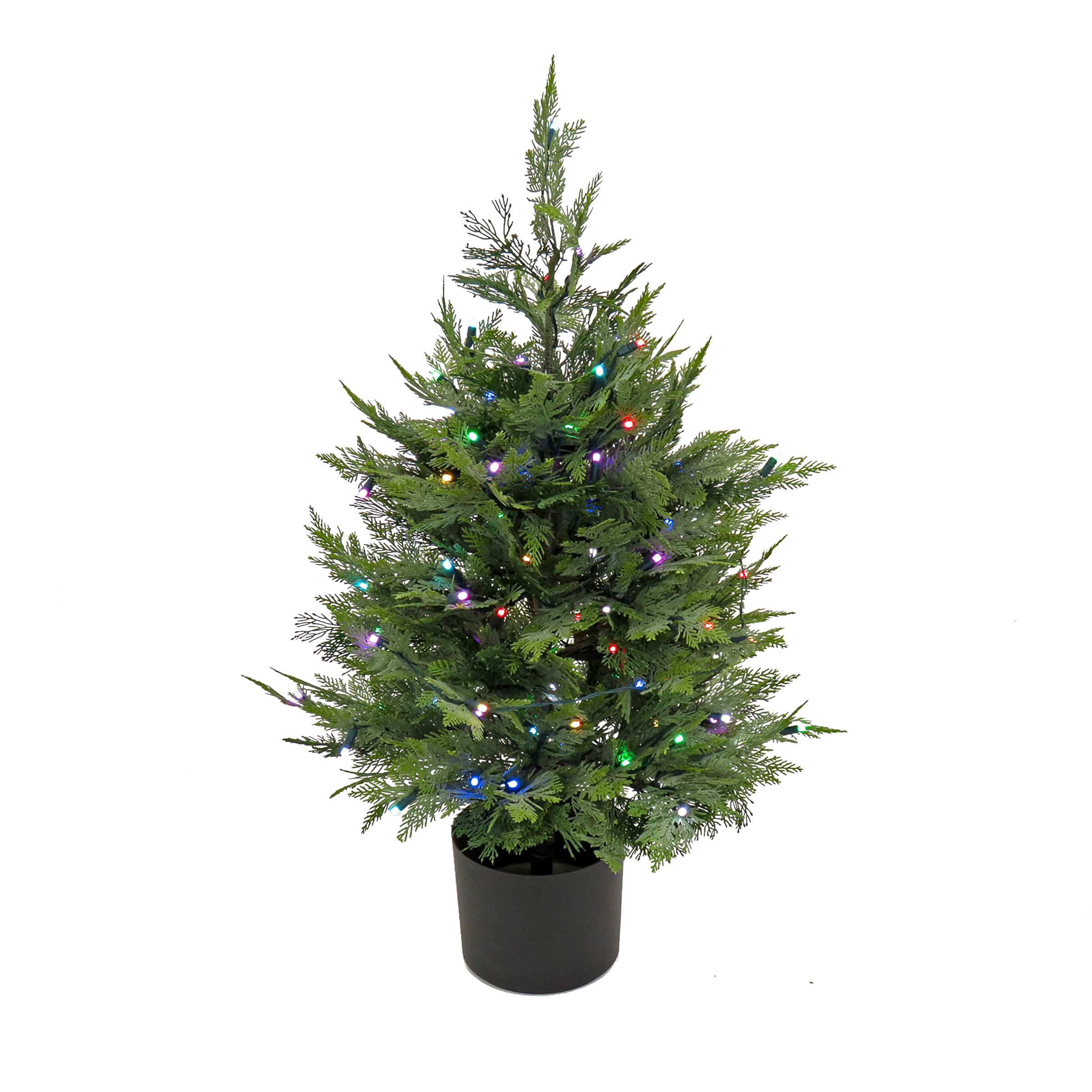 3ft. Pre-Lit Cypress Artificial Christmas Tree, Multi-Function LED Lights