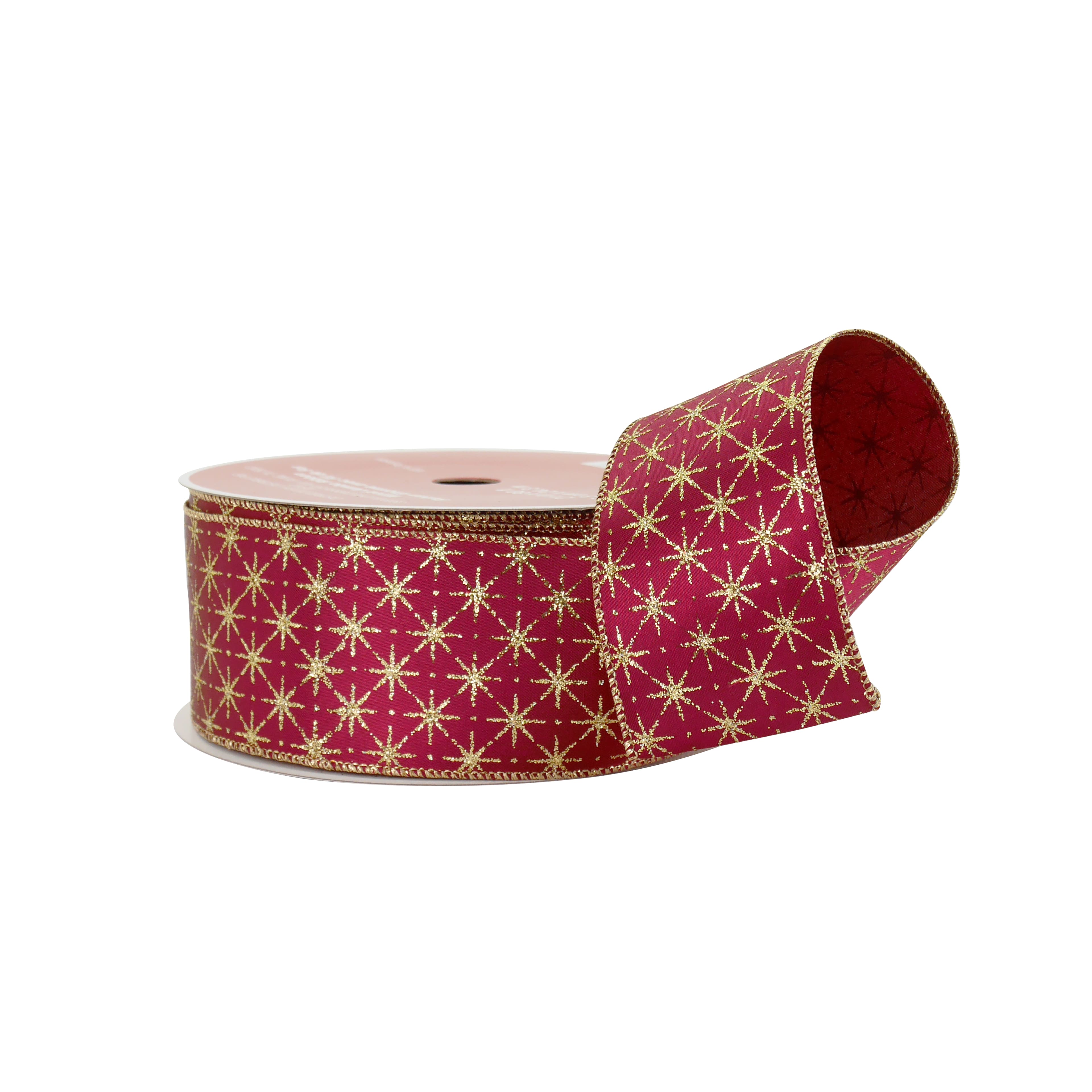 2.5&#x22; x 80ft. Burgundy &#x26; Gold Stars Wired Jumbo Ribbon by Celebrate It&#xAE;