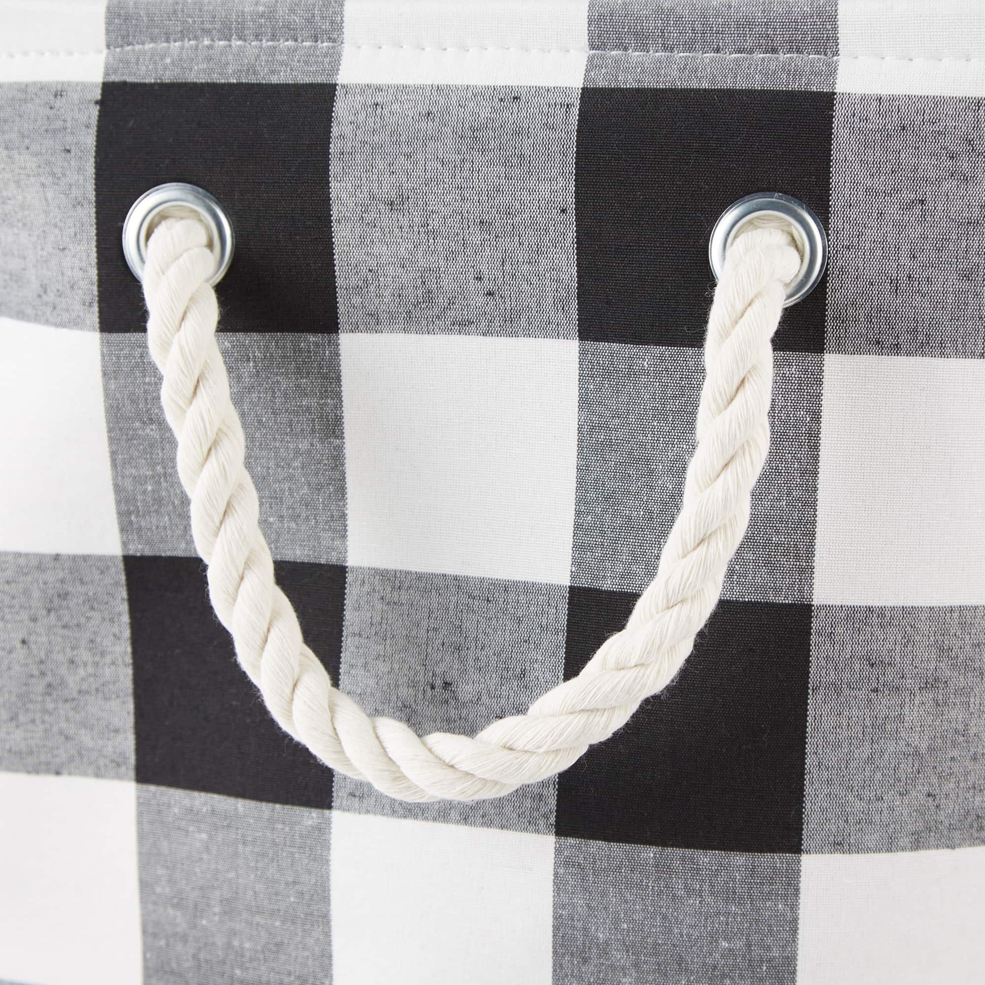 DII&#xAE; Large Round White/Black Buffalo Check Polyester Bin