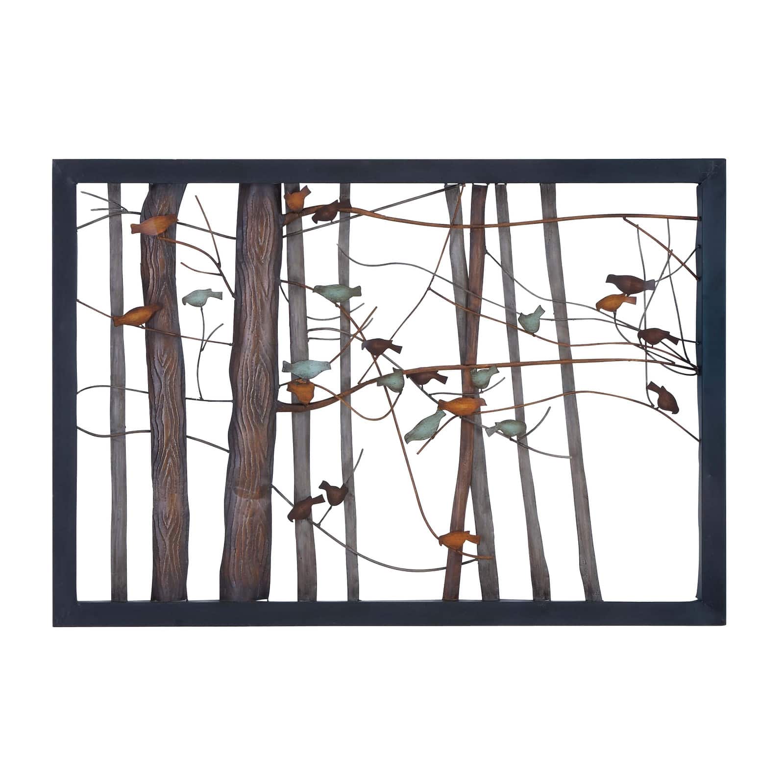 Multicolor Metal Farmhouse Birds Wall Decor