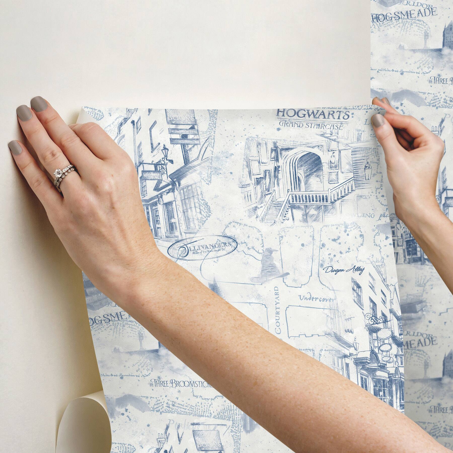 RoomMates Blue Harry Potter Map Peel &#x26; Stick Wallpaper
