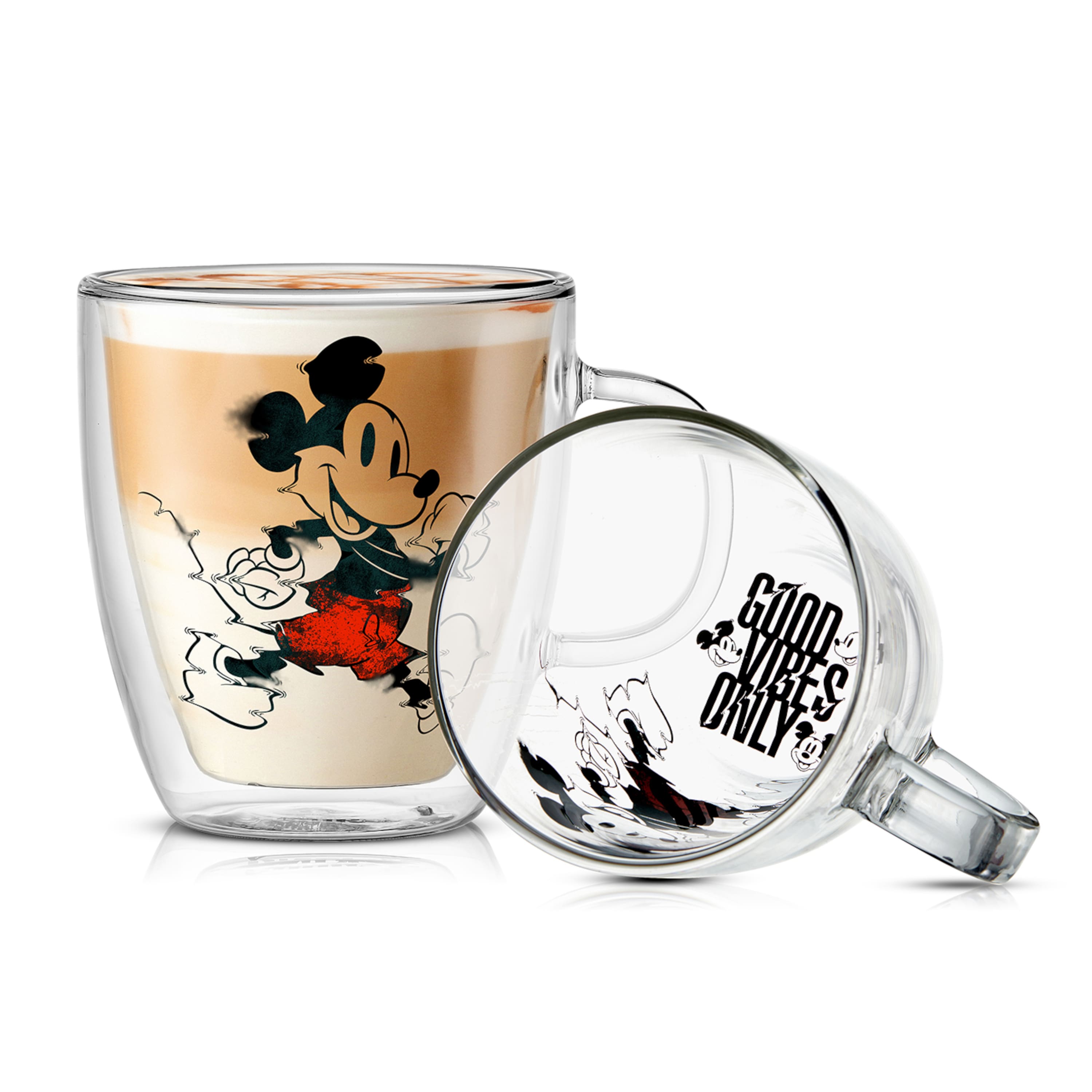 13.5oz. Disney® Mickey Mouse Glitch Glass Mugs, 2ct.