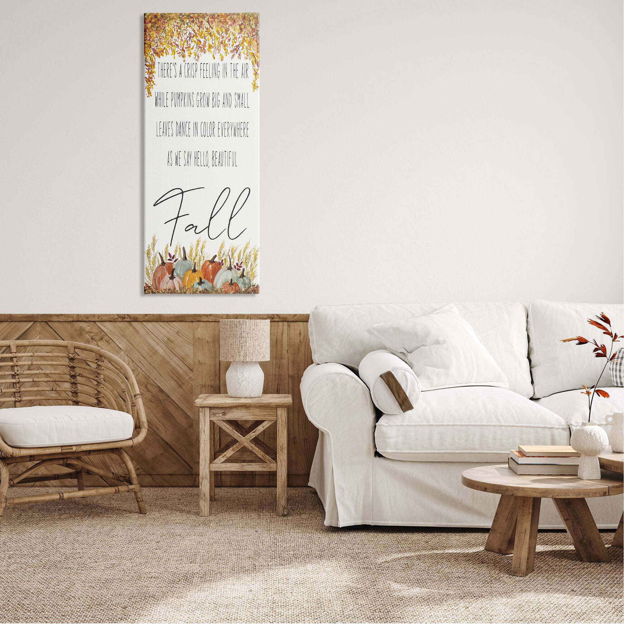 Stupell Industries Autumnal Hello Beautiful Fall Phrase Canvas Wall Art
