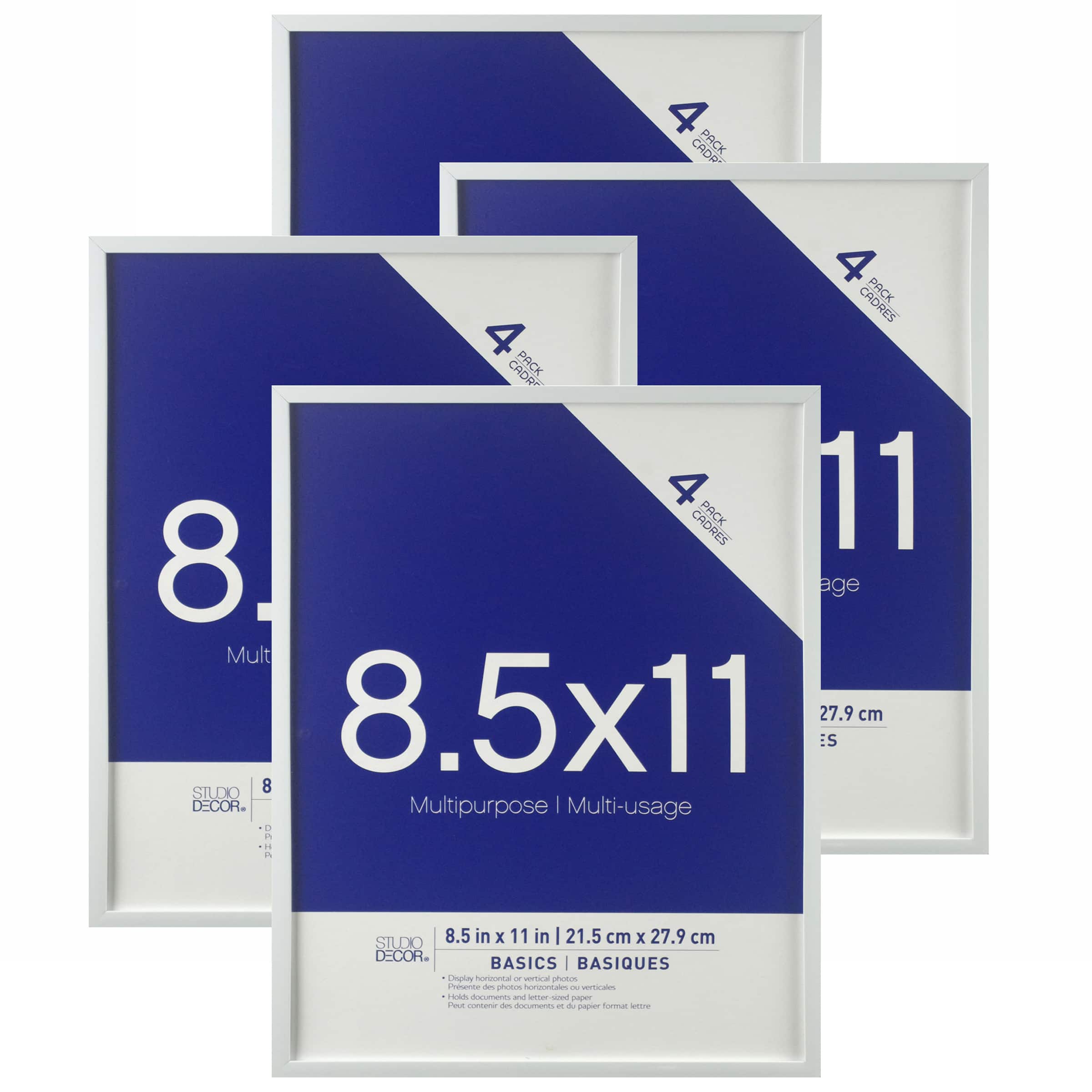 4 Pack Multipurpose 8.5" x 11" Wall Frames, Basics by Studio Décor®