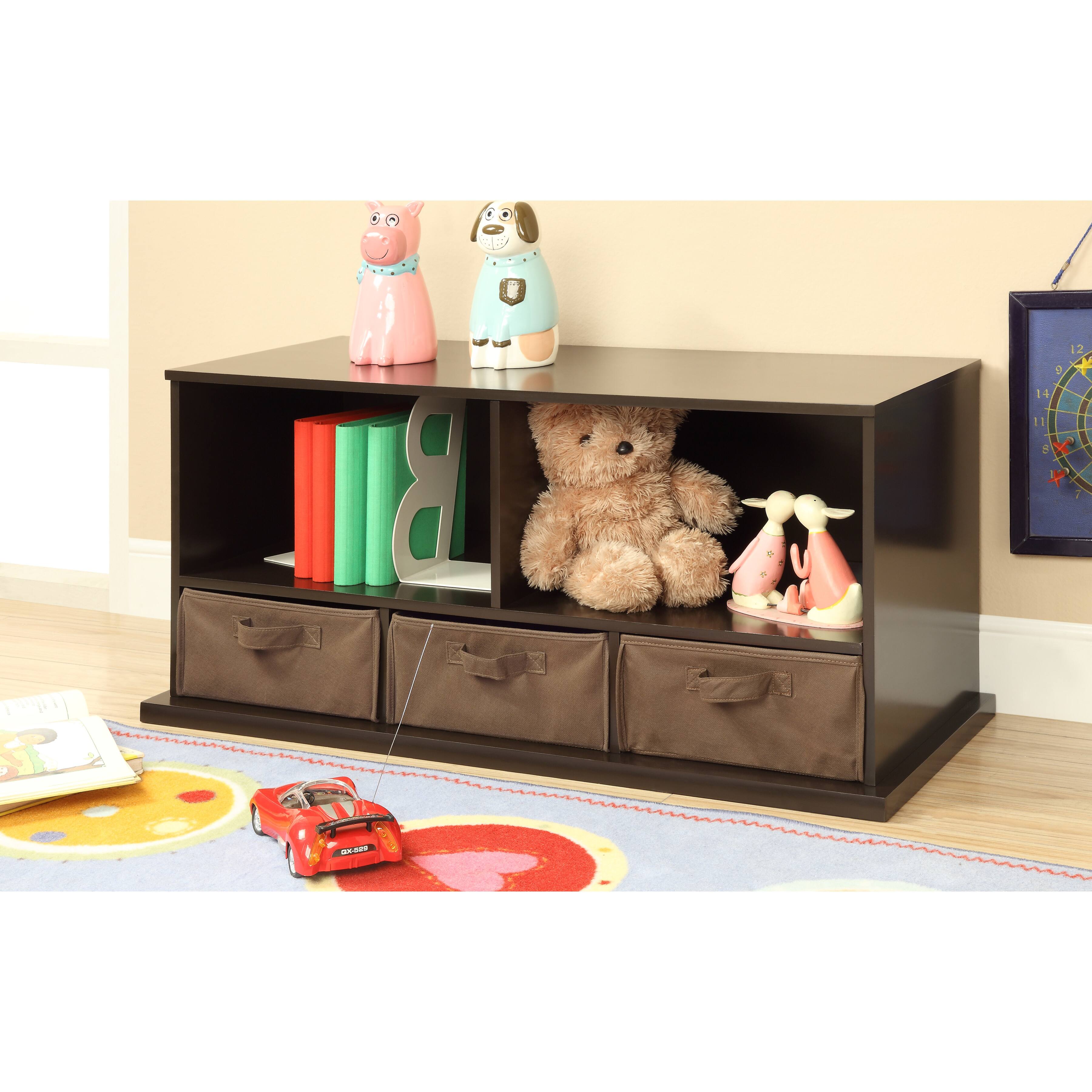 Badger Basket Stackable Shelf Storage Cubby with 3 Baskets Kids