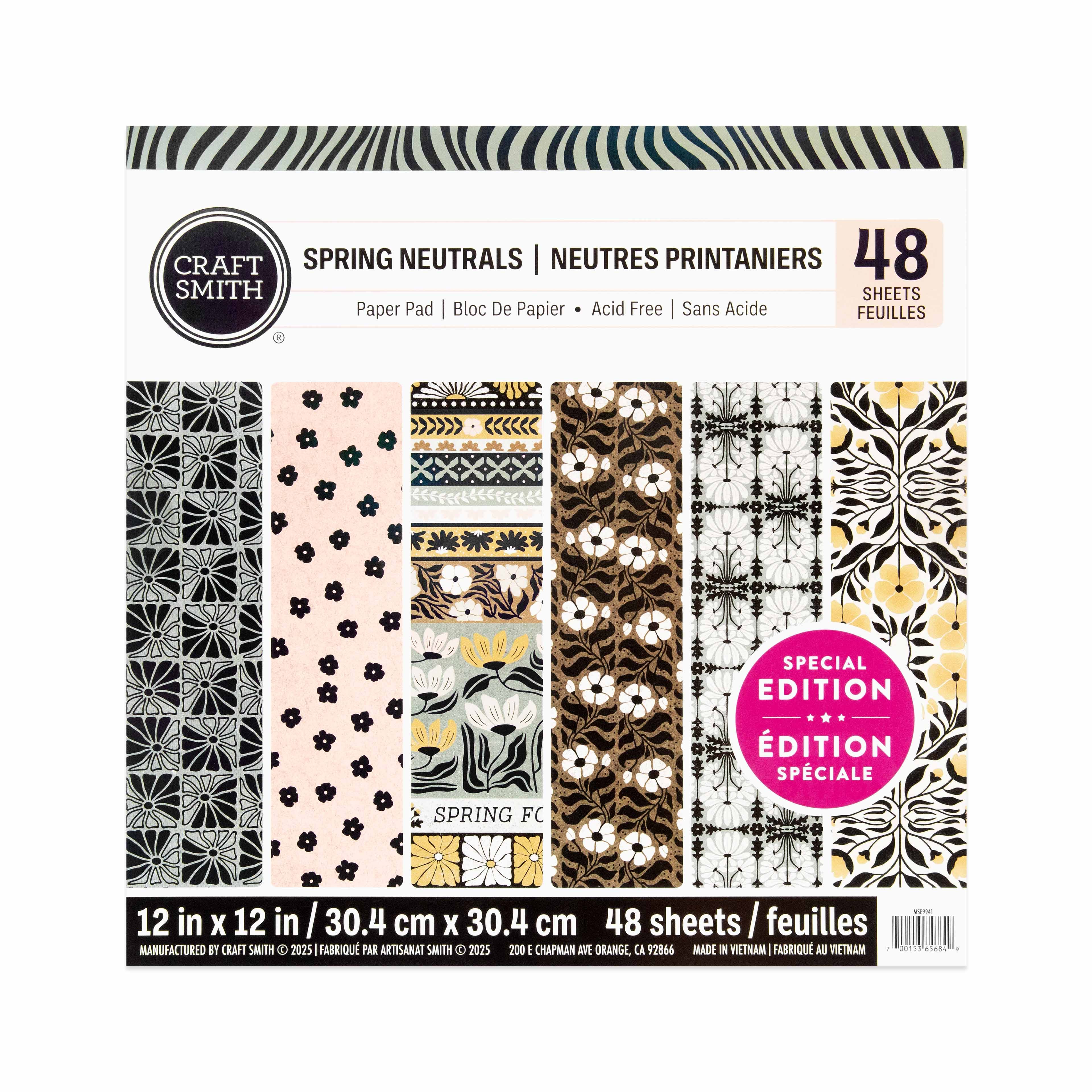 Craft Smith 12&#x22; x 12&#x22; Spring Neutrals Paper Pad, 48 Sheets