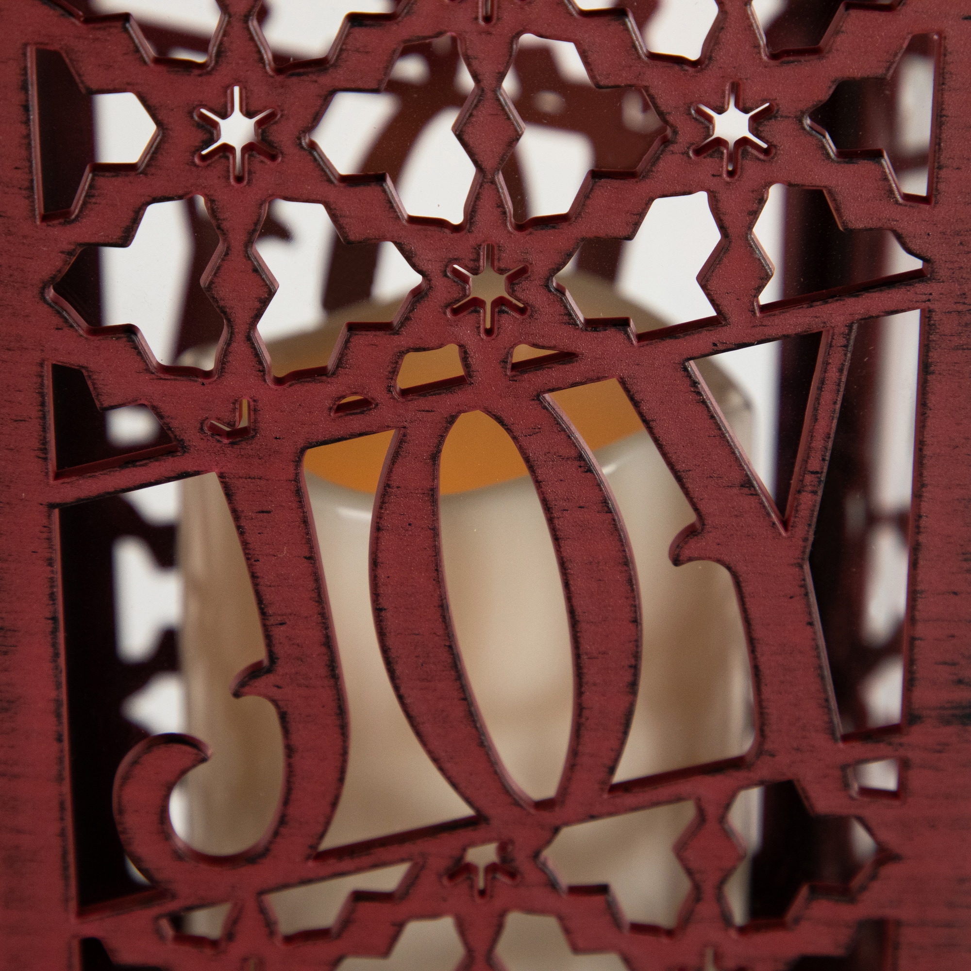 Snowflakes "Joy" Christmas Candle Lantern - 11"