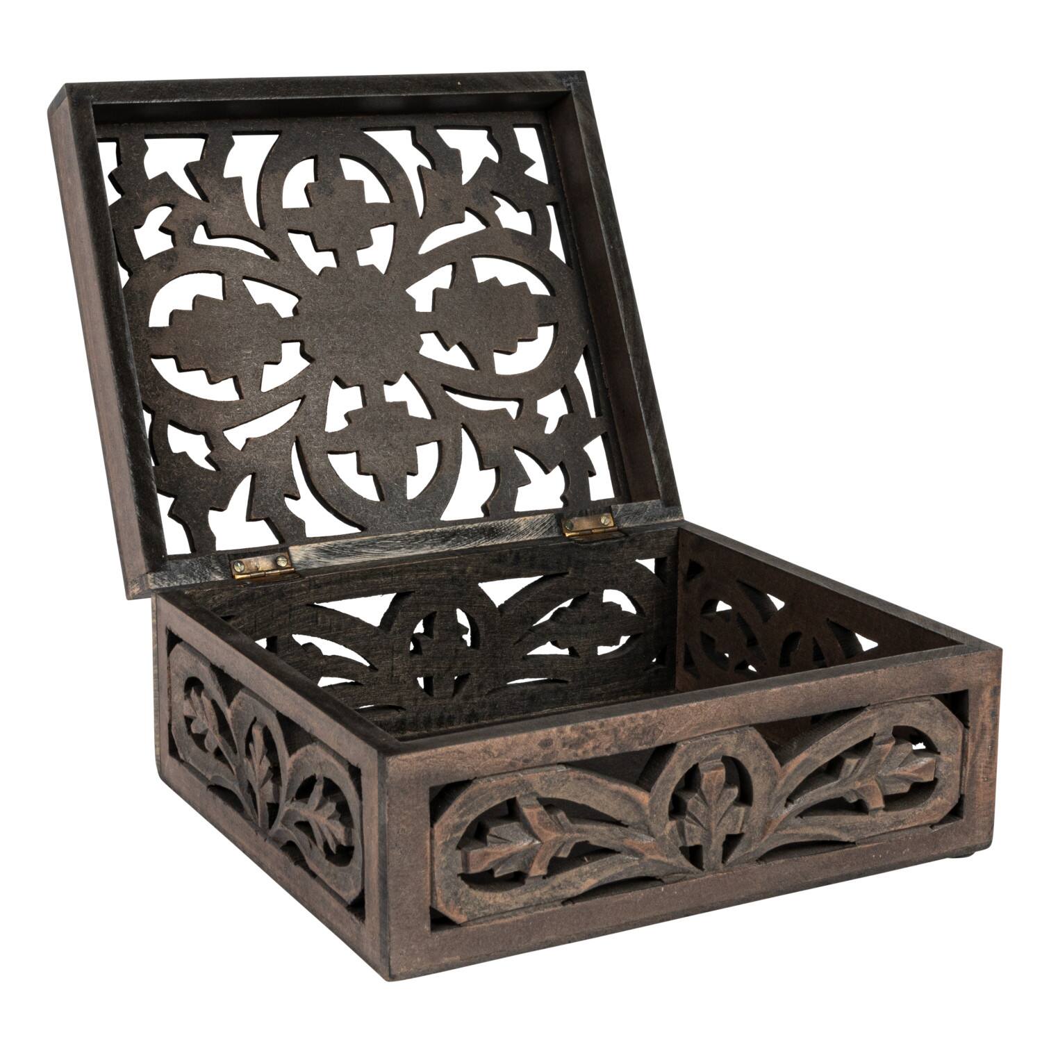 Hello Honey&#xAE; Espresso Carved Reclaimed &#x26; Mango Wood Nesting Boxes Set