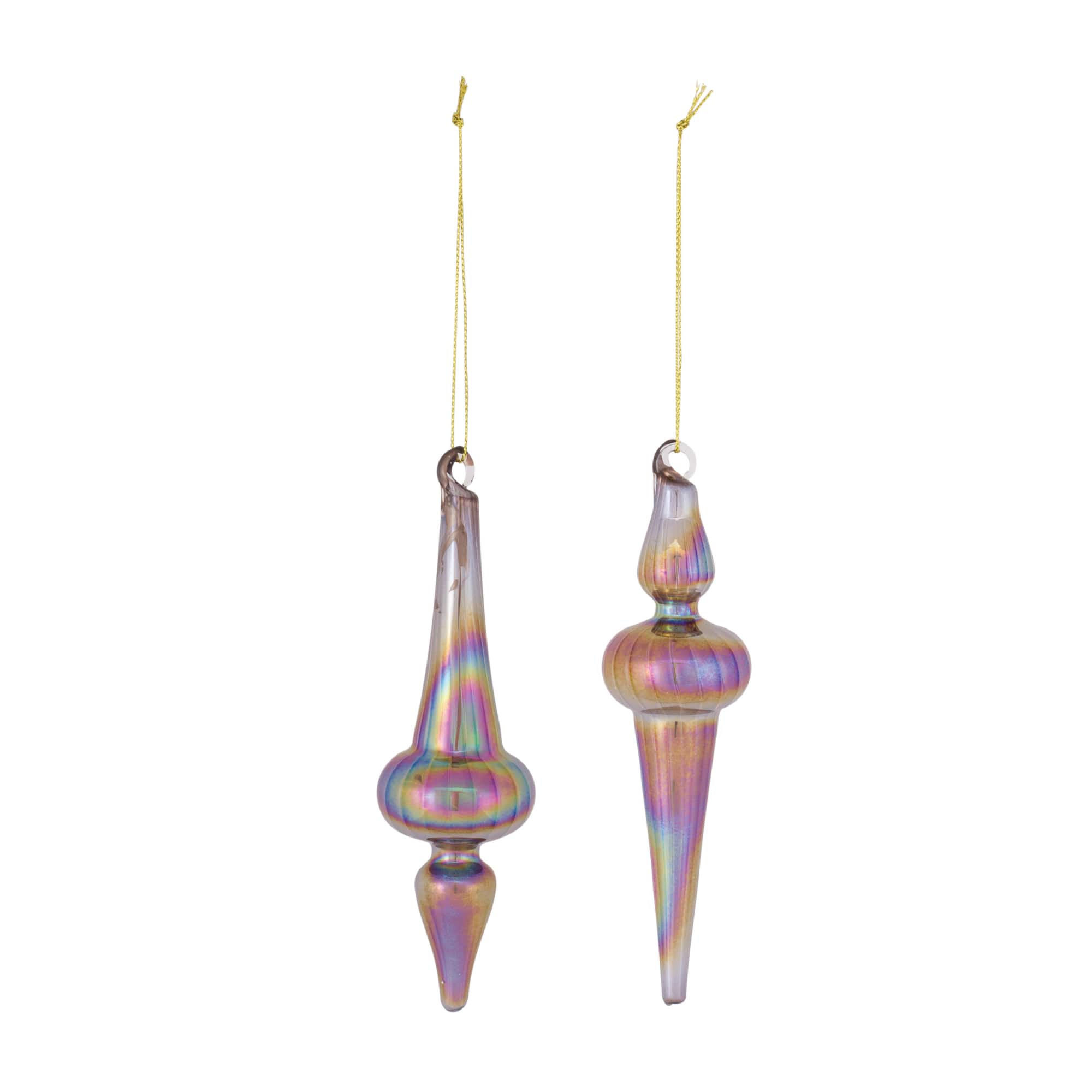 12ct. 6&#x22; Iridescent Glass Finial Drop Ornaments