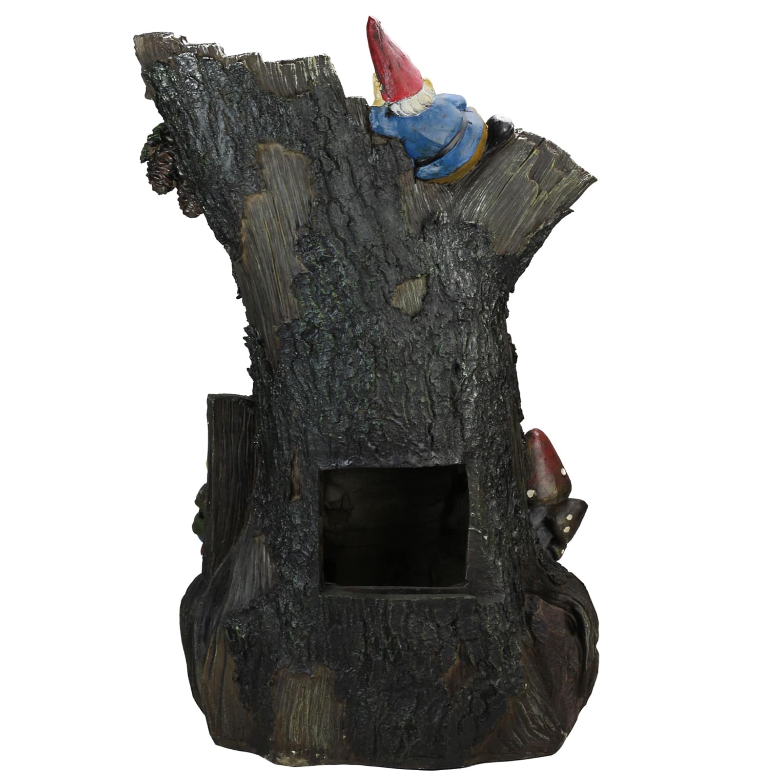 28" Three-Tier Gnome Home Tree Stump Outdoor Patio Garden Water Fountain