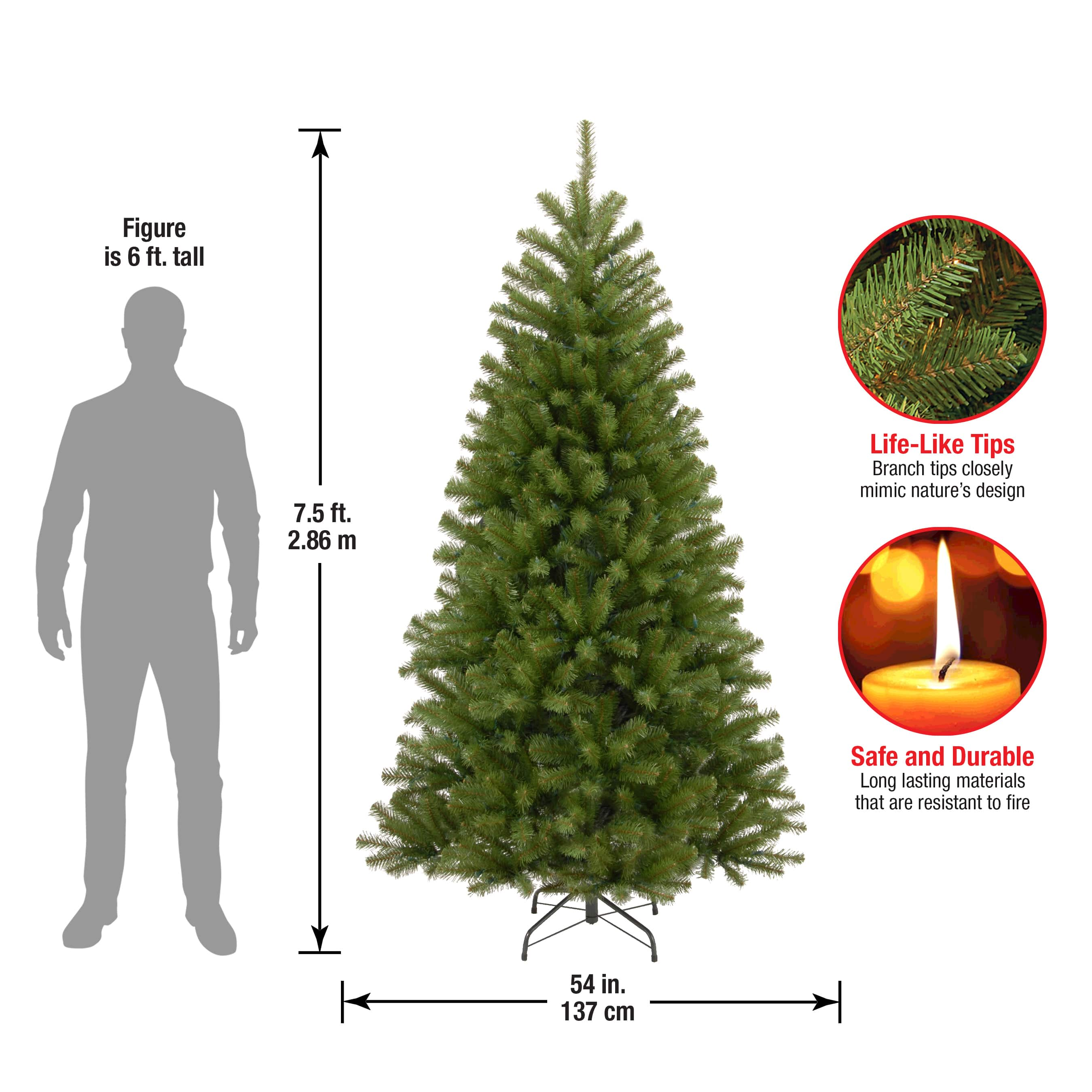 7.5 ft. Hinged North Valley Spruce Medium Artificial Christmas Tree, Unlit