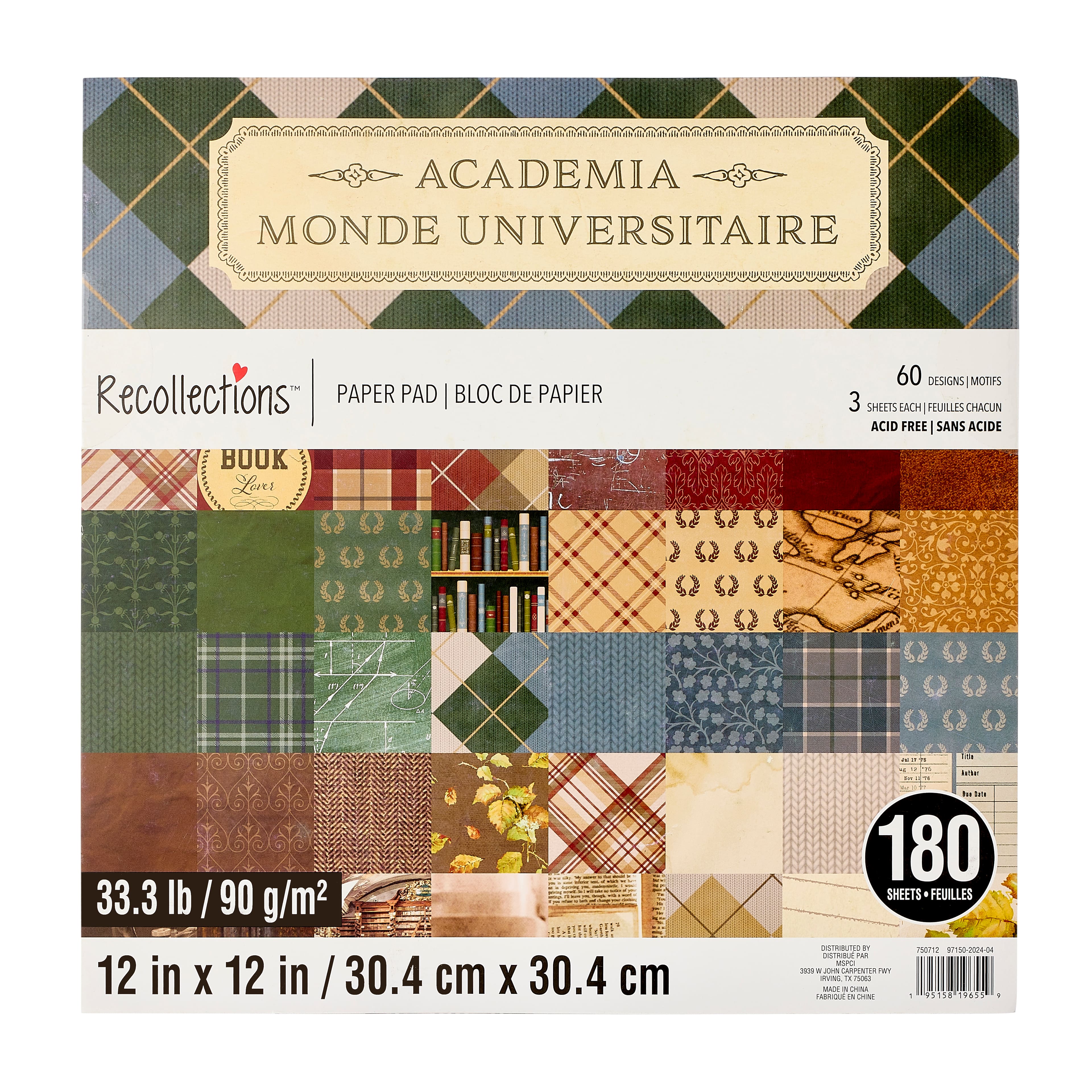 12&#x22; x 12&#x22; Academia Paper Pad by Recollections&#x2122;, 180 Sheets