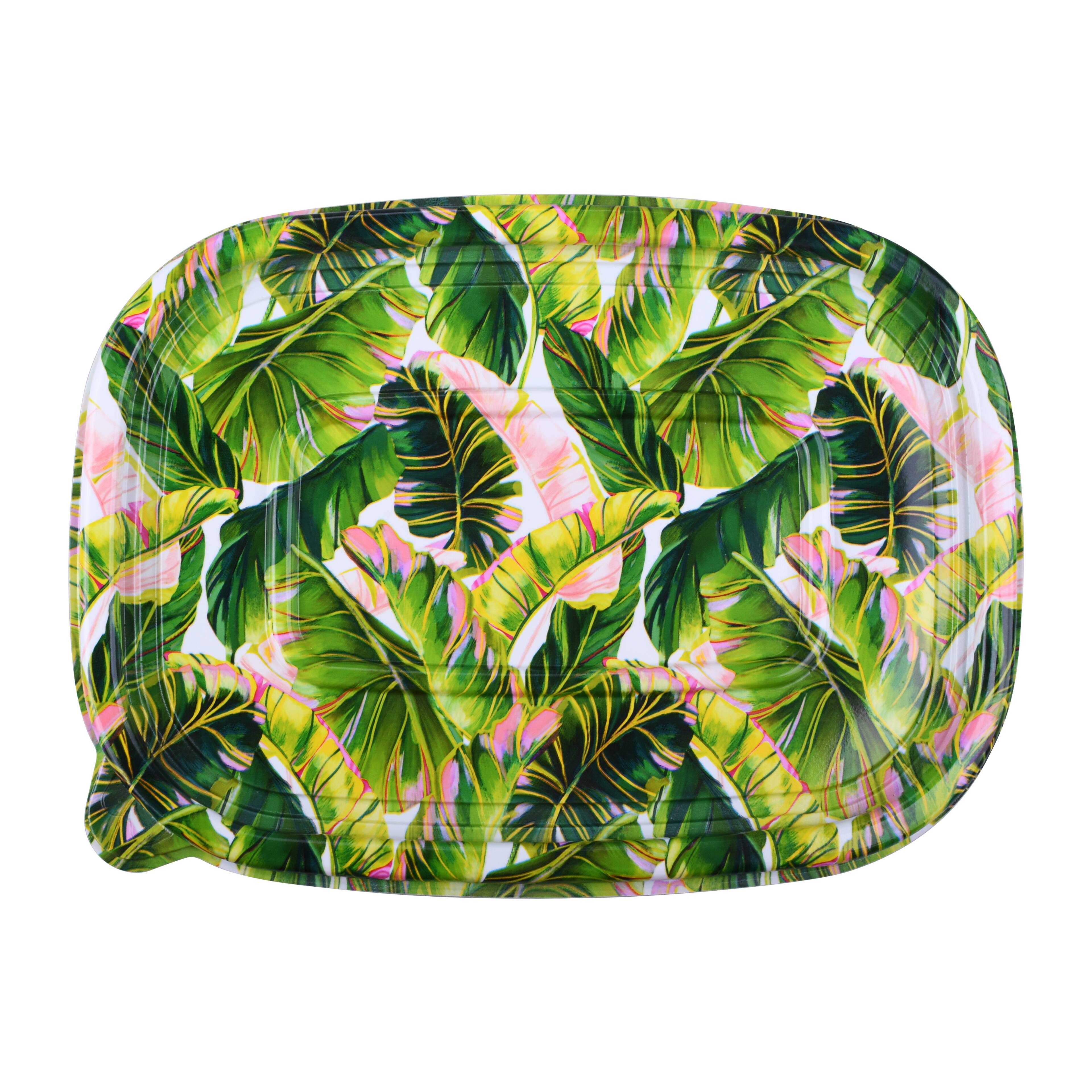 8.5&#x22; Green Tropical Leaf Food Storage Container by Makery&#x2122;
