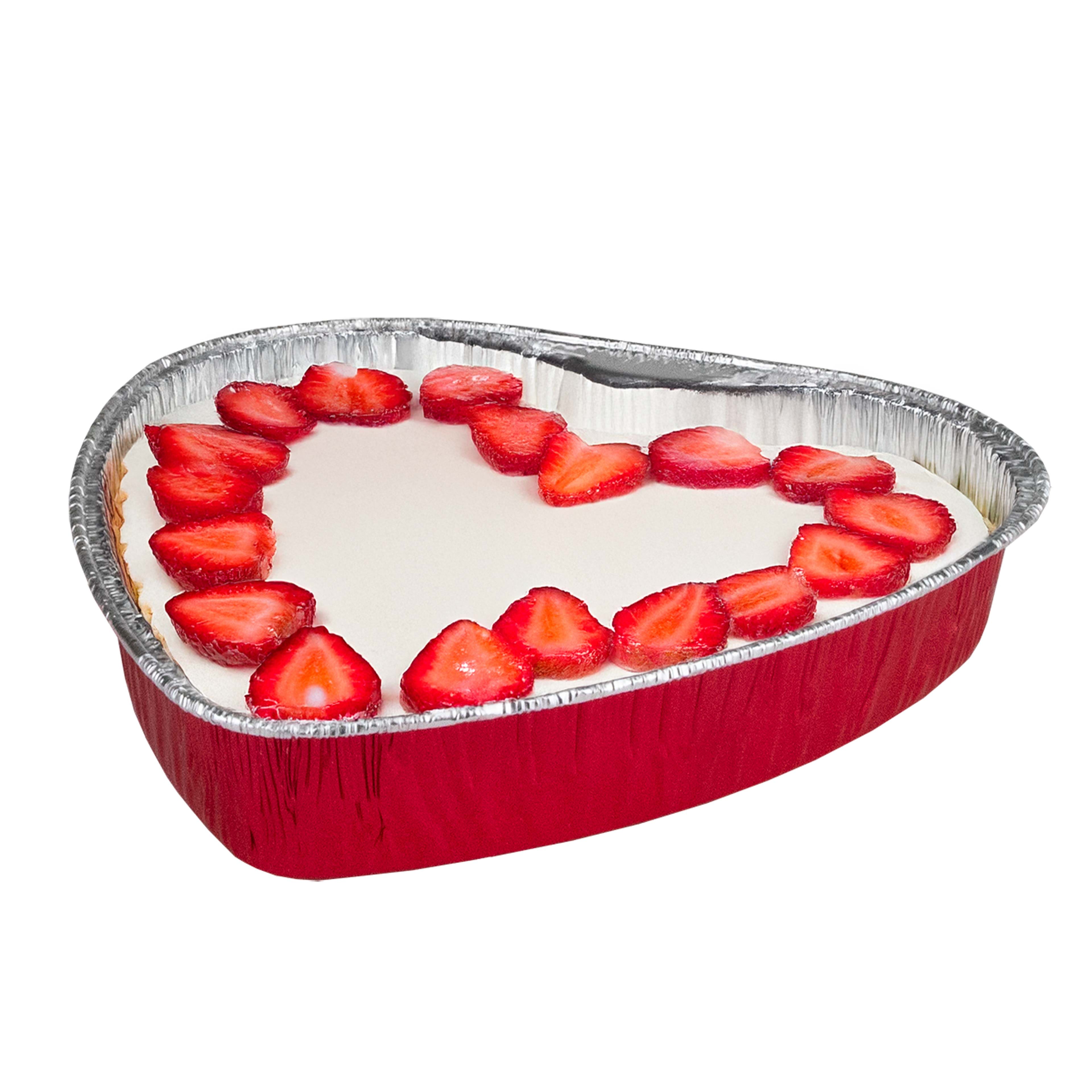 Silver Lining by Durable Packaging Foil Heart Shaped Pans with Lids, 2ct.