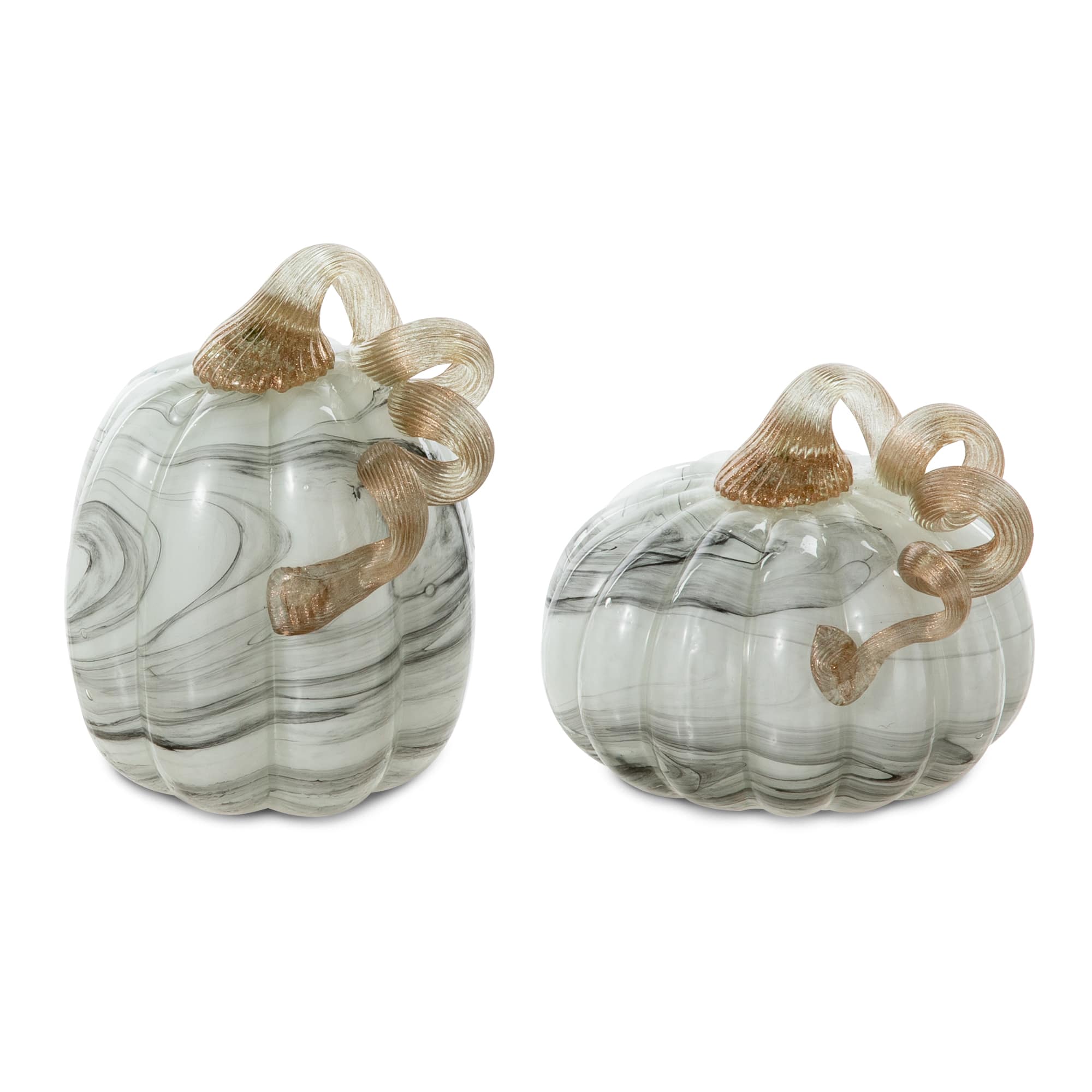 Glitzhome&#xAE; Gray Marble Glass Pumpkin Set