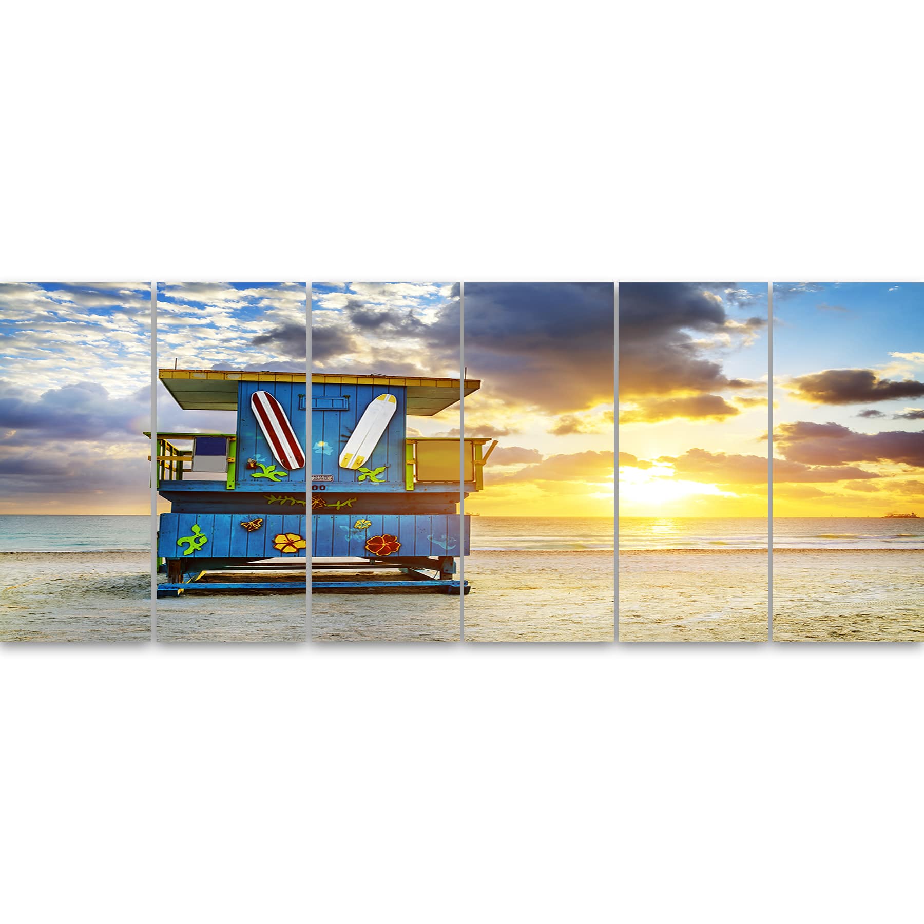 Designart - Miami South Beach Sunrise - Large Seashore Canvas Wall Art