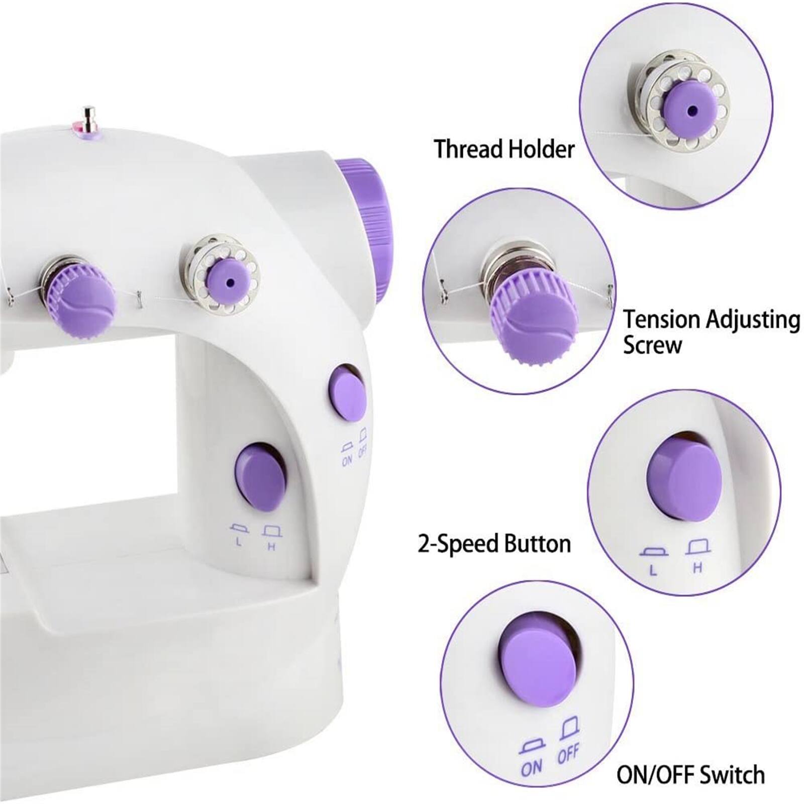 Liantral Lavender Dual Speed Mini Sewing Machine for Beginners
