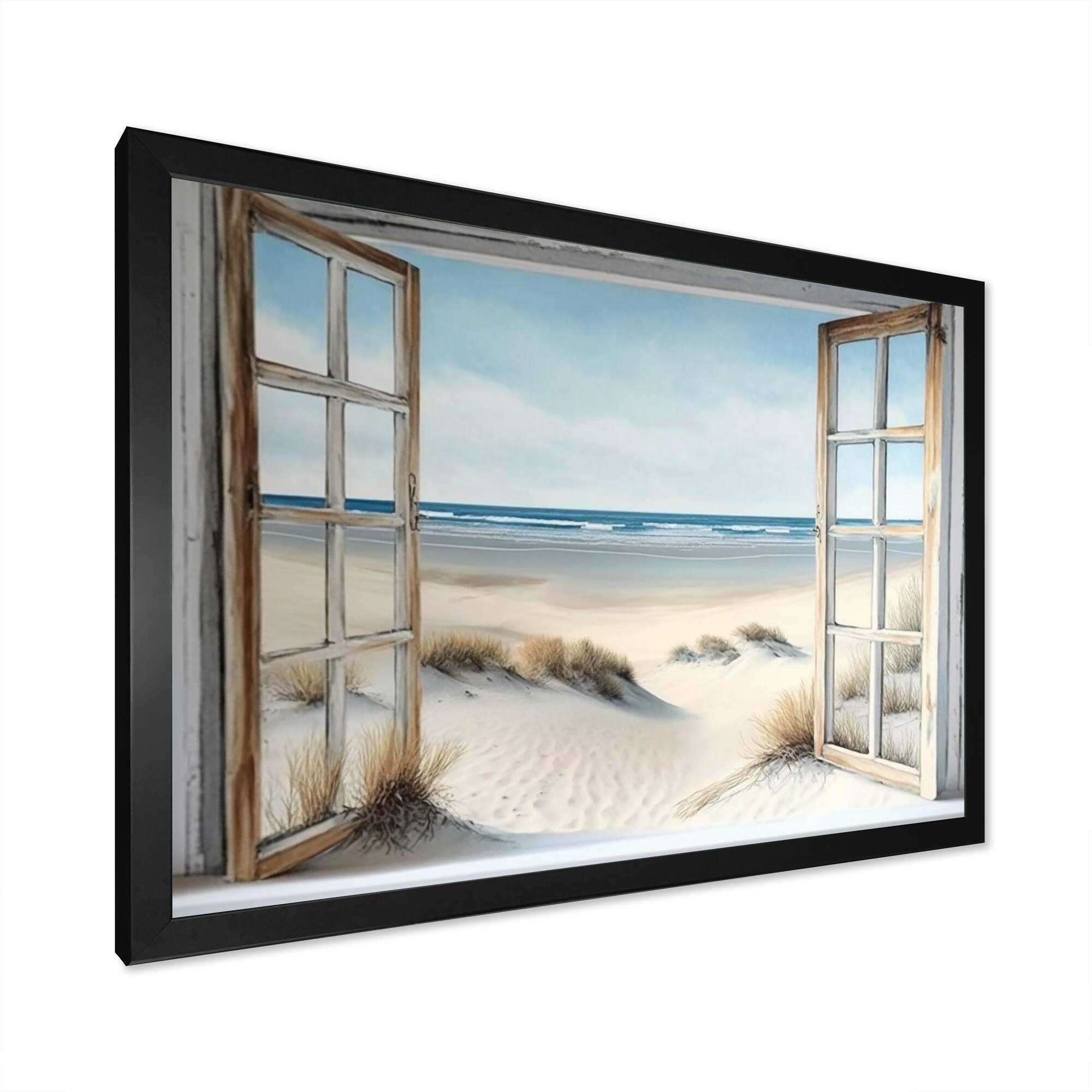 Designart 'Window To The Beach II' Beach Framed Canvas Wall Art