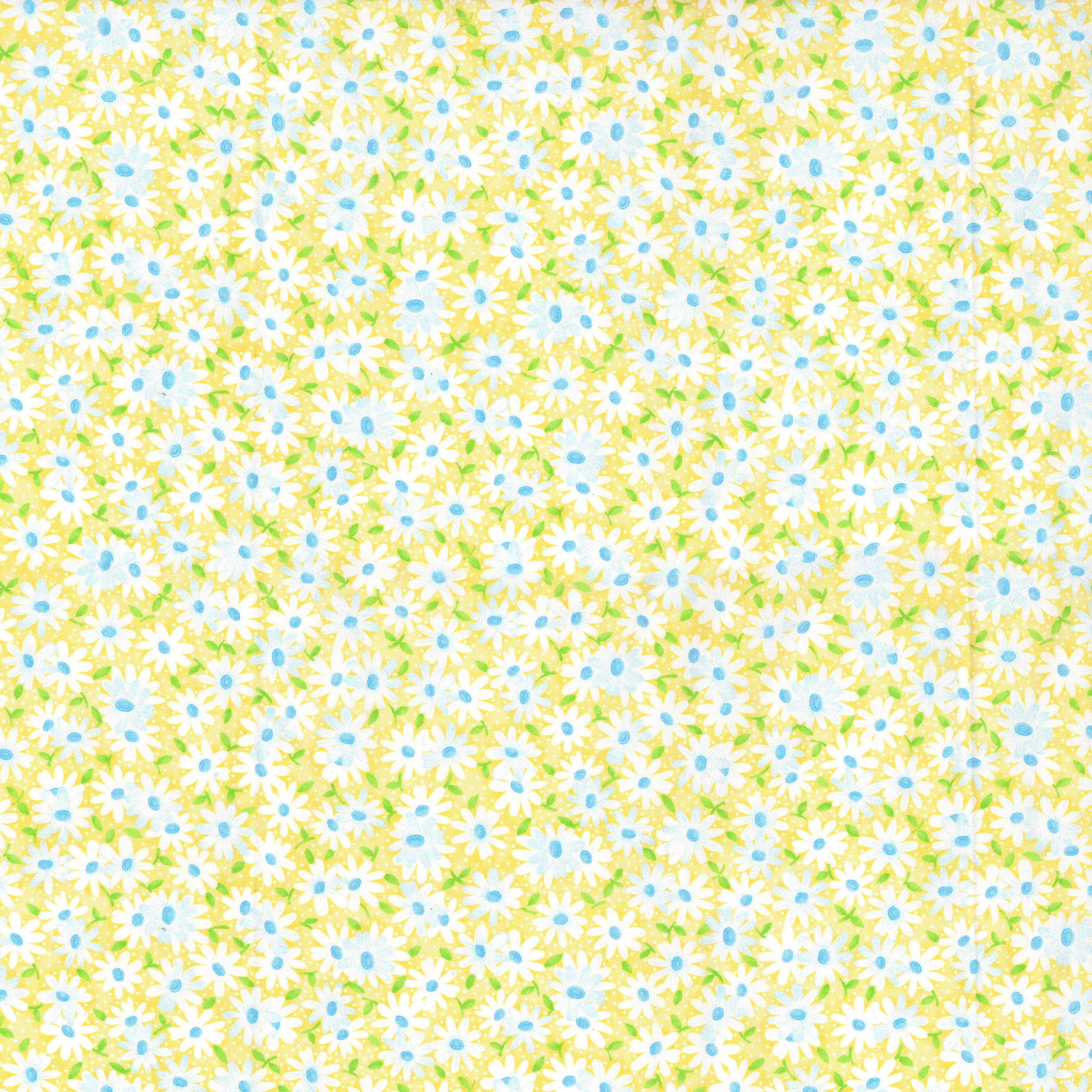 Fabric Traditions Daisy on Yellow Cotton Fabric