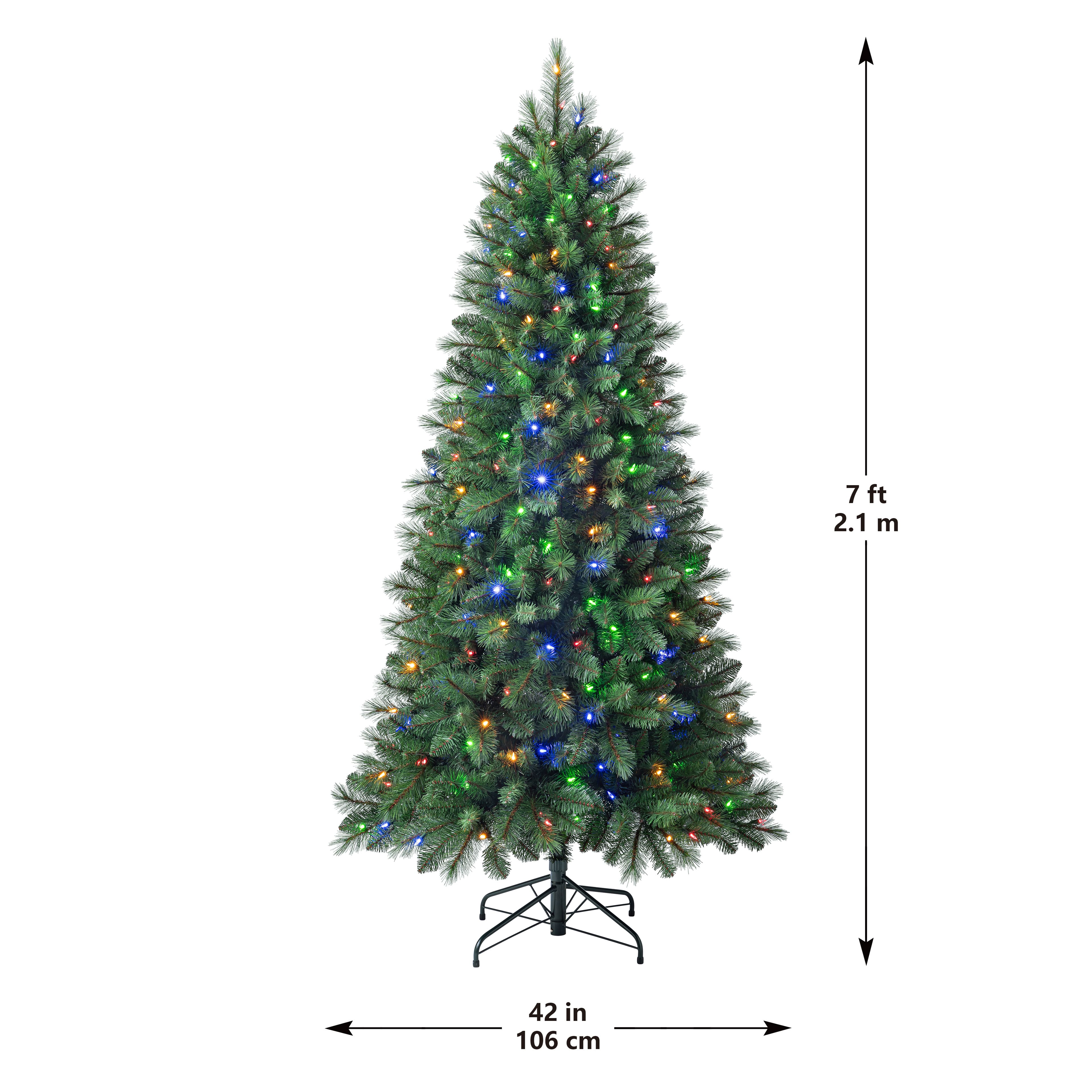 7ft. Pre-Lit Hudson Pine Artificial Christmas Tree, Color Changing LED Lights by Ashland&#xAE;