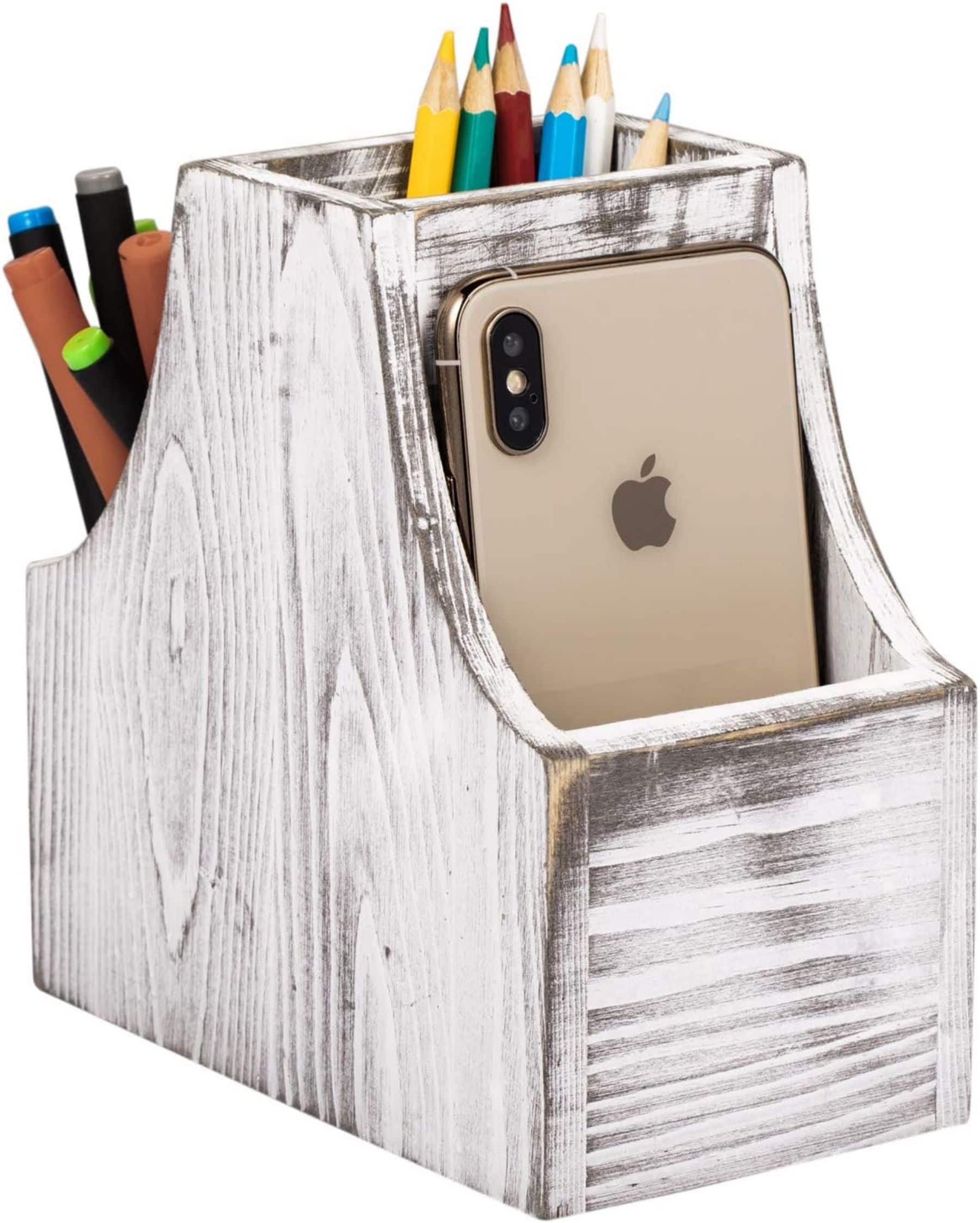 NEX™ 6.5" Rustic White 3-Compartment Remote Control Holder