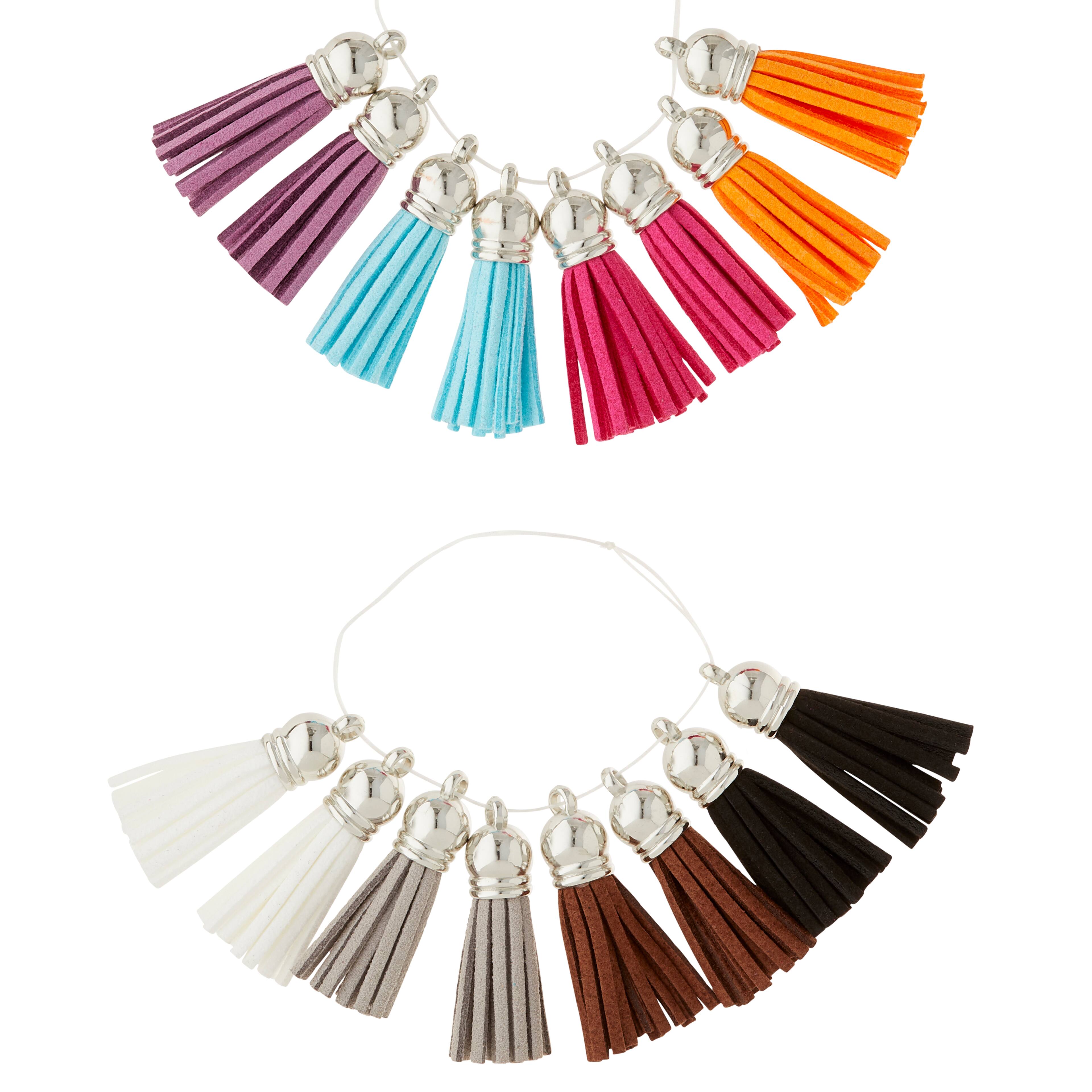 12 Packs: 16 ct. (192 total) Assorted Color Suede Tassels by Bead Landing&#x2122;