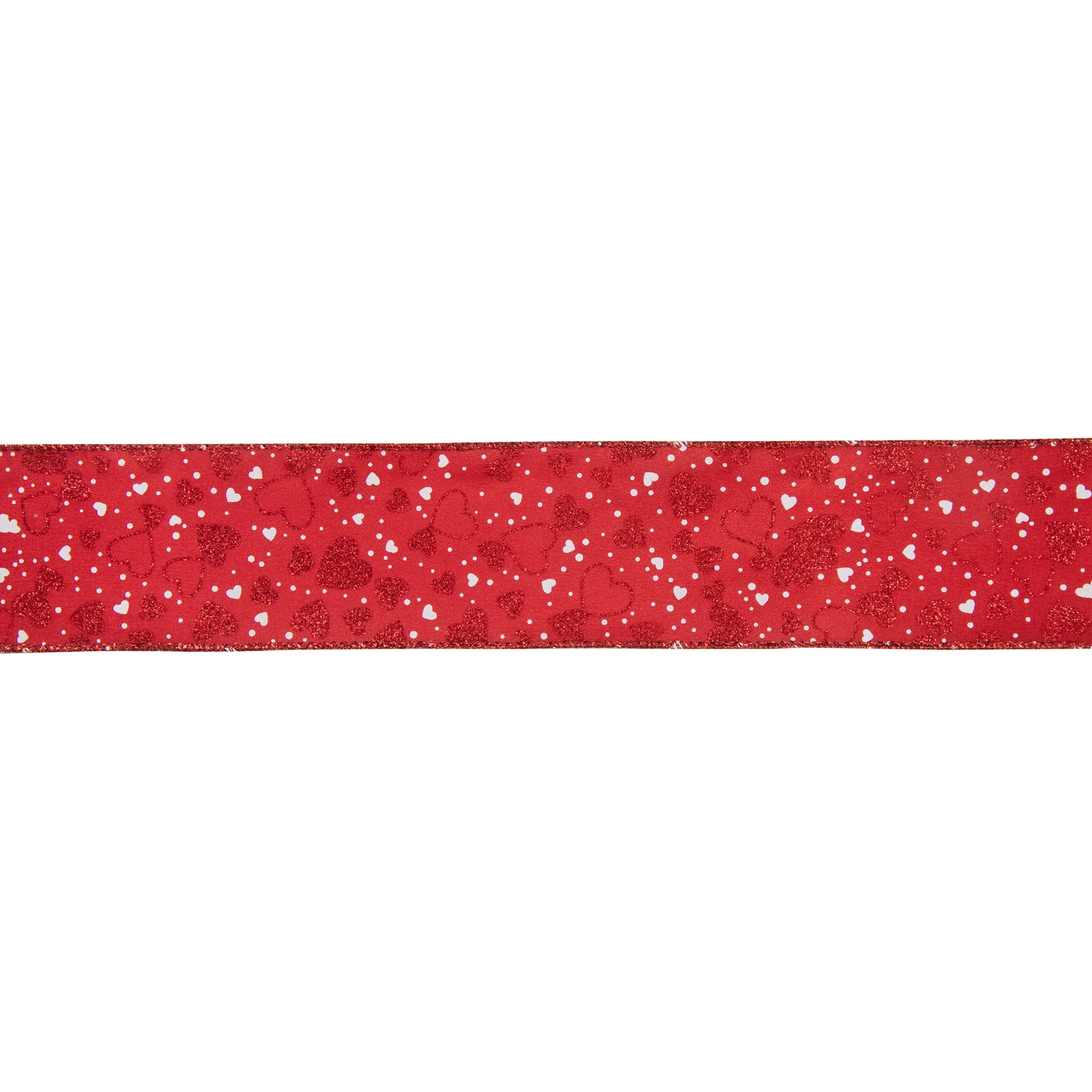 2.5" x 10yd. Red Hearts Valentine's Day Wired Craft Ribbon