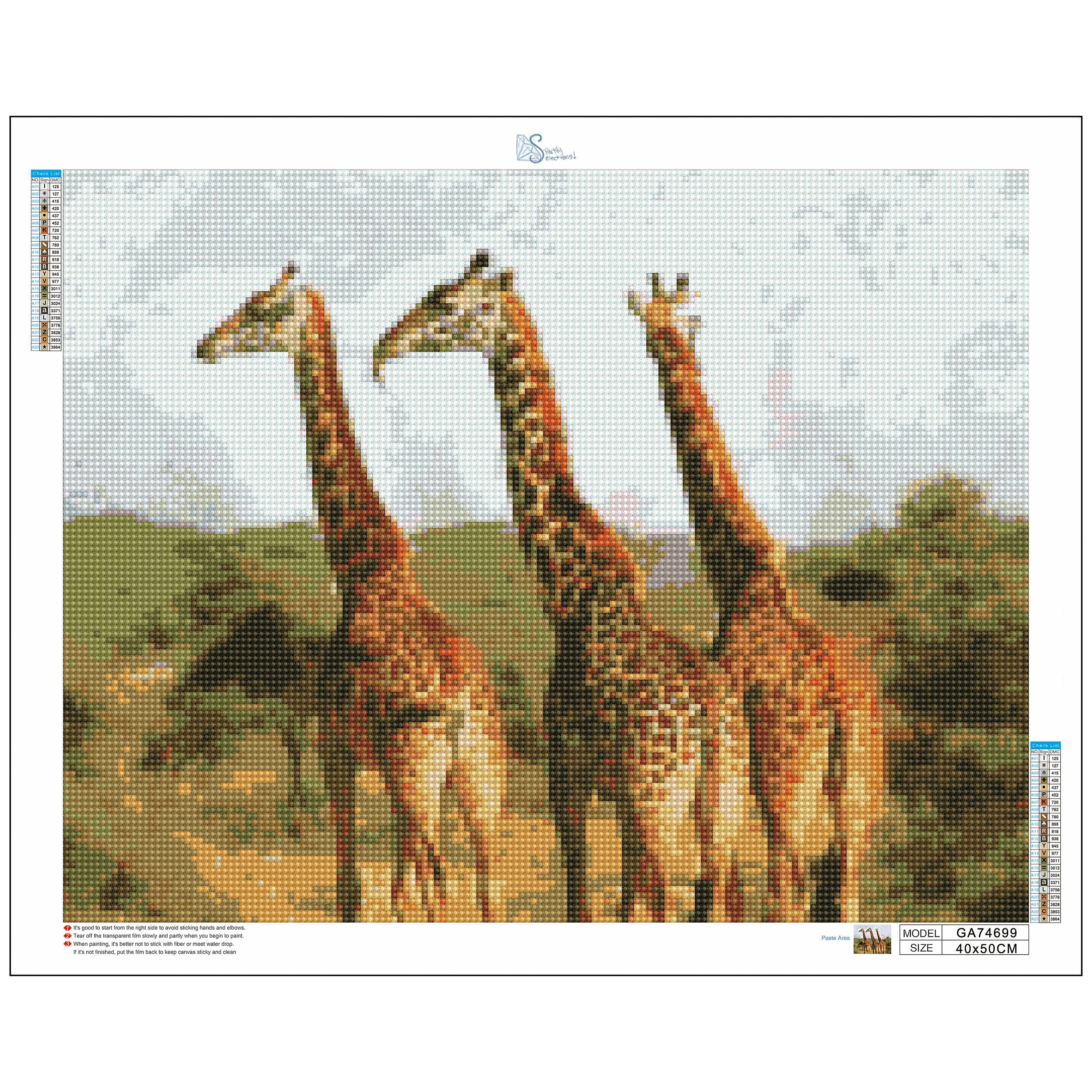 Sparkly Selections Giraffes on the Safari Diamond Painting Kit, Round Diamonds