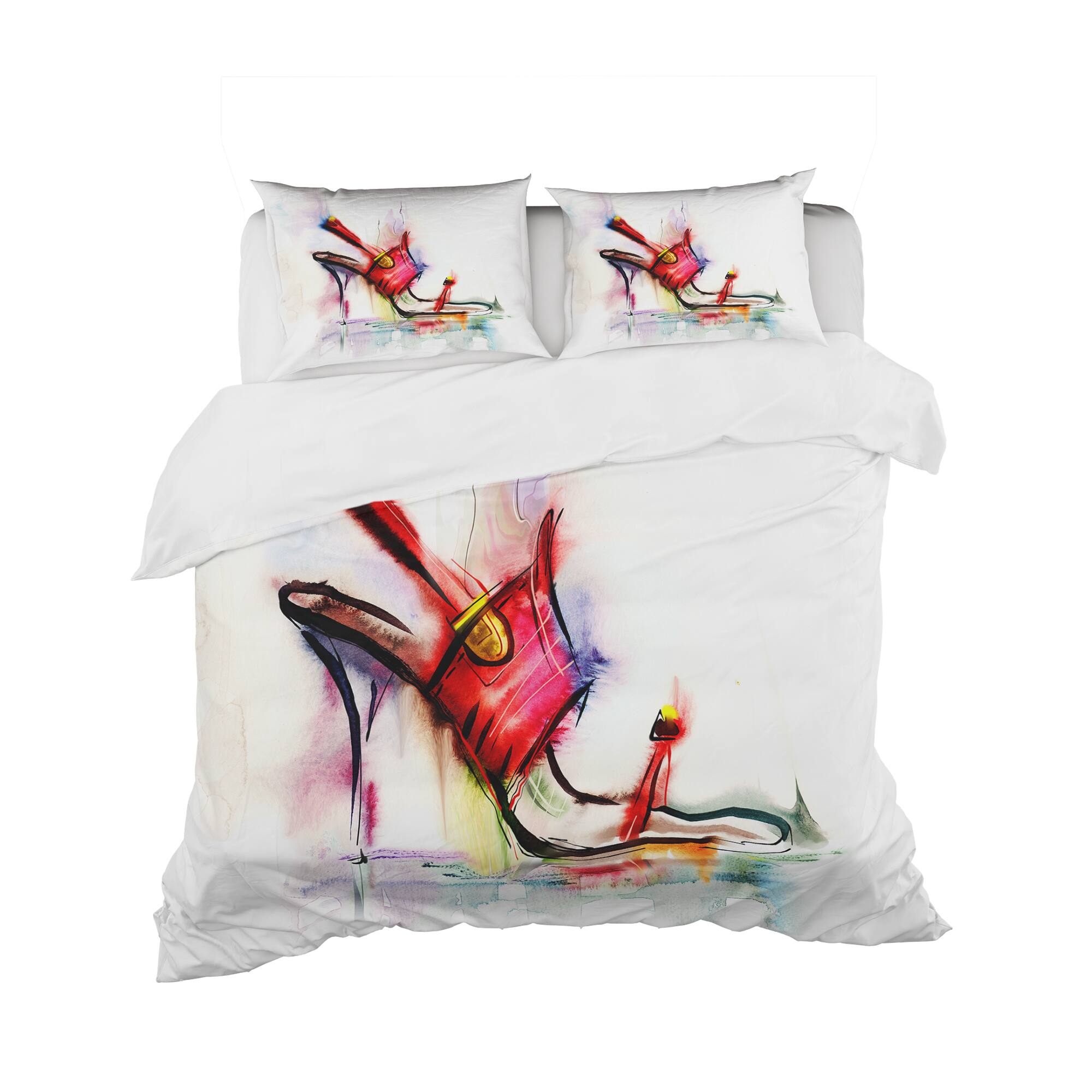 Designart 'Red High Heel Shoe' Abstract Bedding Set