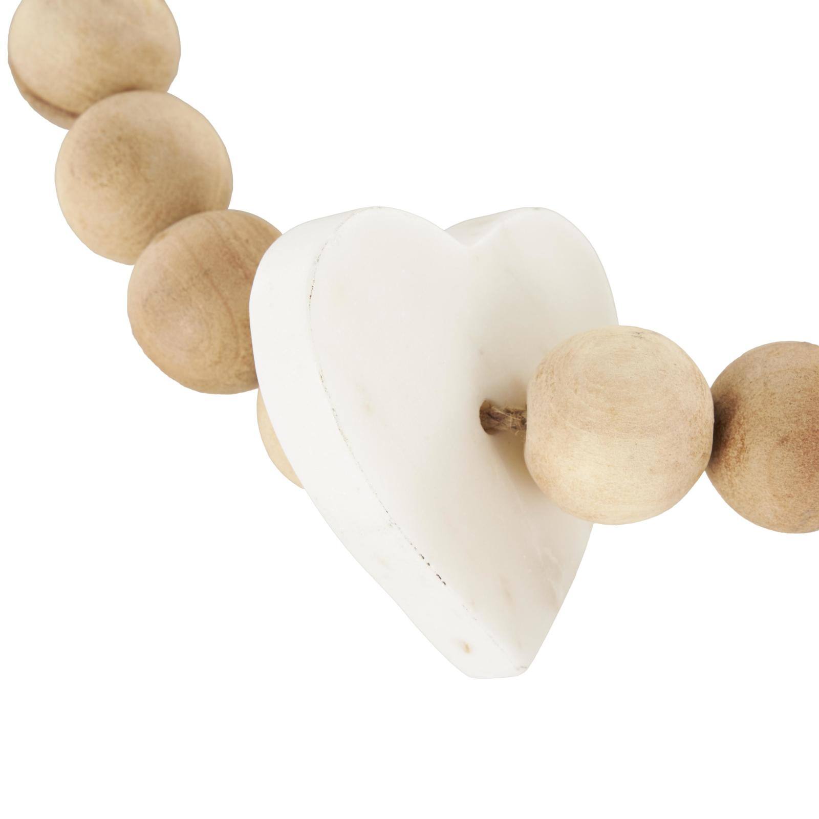 3.75ft. Light Brown Wood Bead & Marble Heart Garland with Tassel