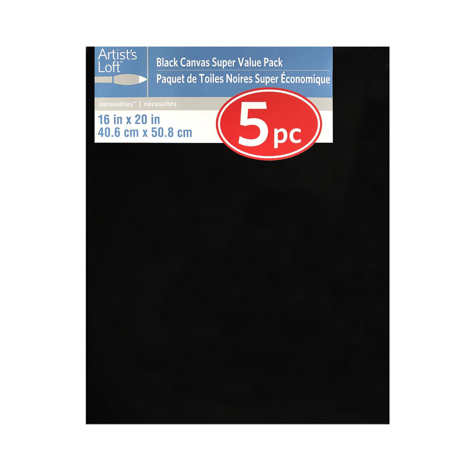 5 Pack 16&#x22; x 20&#x22; Black Canvas Super Value Pack by Artist&#x27;s Loft&#xAE;