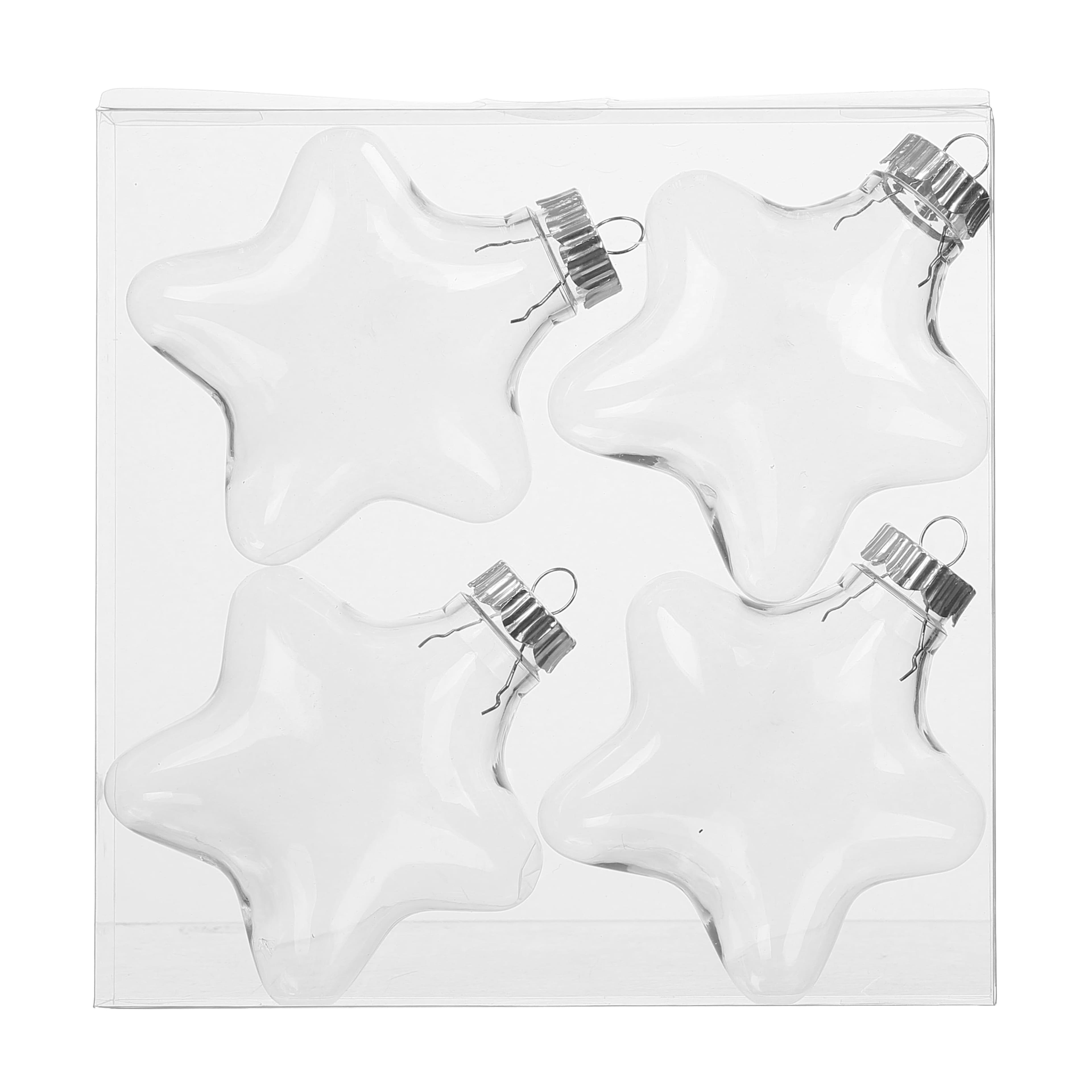 4 Pack 4&#x22; Clear DIY Plastic Star Ornaments by Make Market&#xAE;