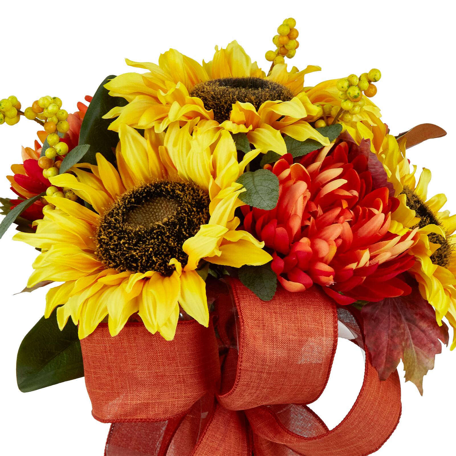 21&#x22; Yellow &#x26; Orange Sunflower &#x26; Mum Cone by Ashland&#xAE;
