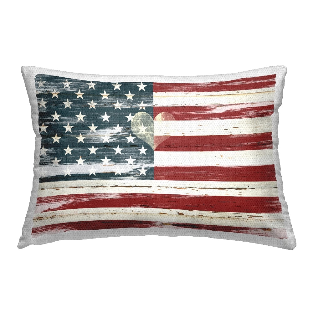 Stupell Industries Heart Of America Flag Outdoor Printed Pillow