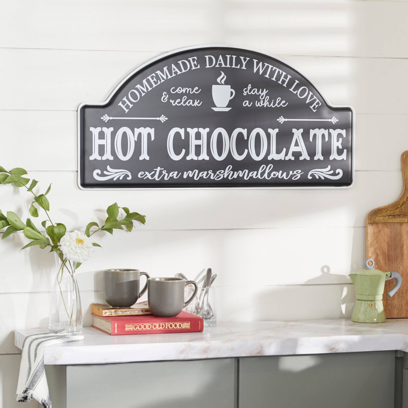 30" Black Hot Chocolate Farmhouse Wall Sign