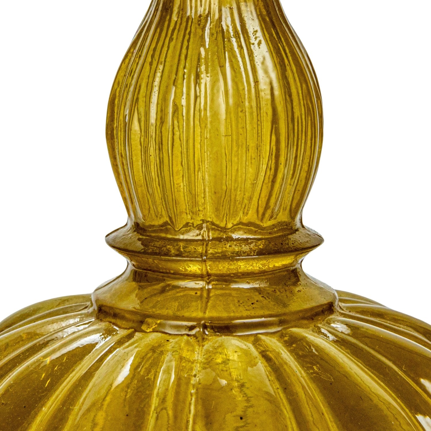 Hello Honey® 6" Tall Embossed Chartreuse Reclaimed Glass Taper Holder