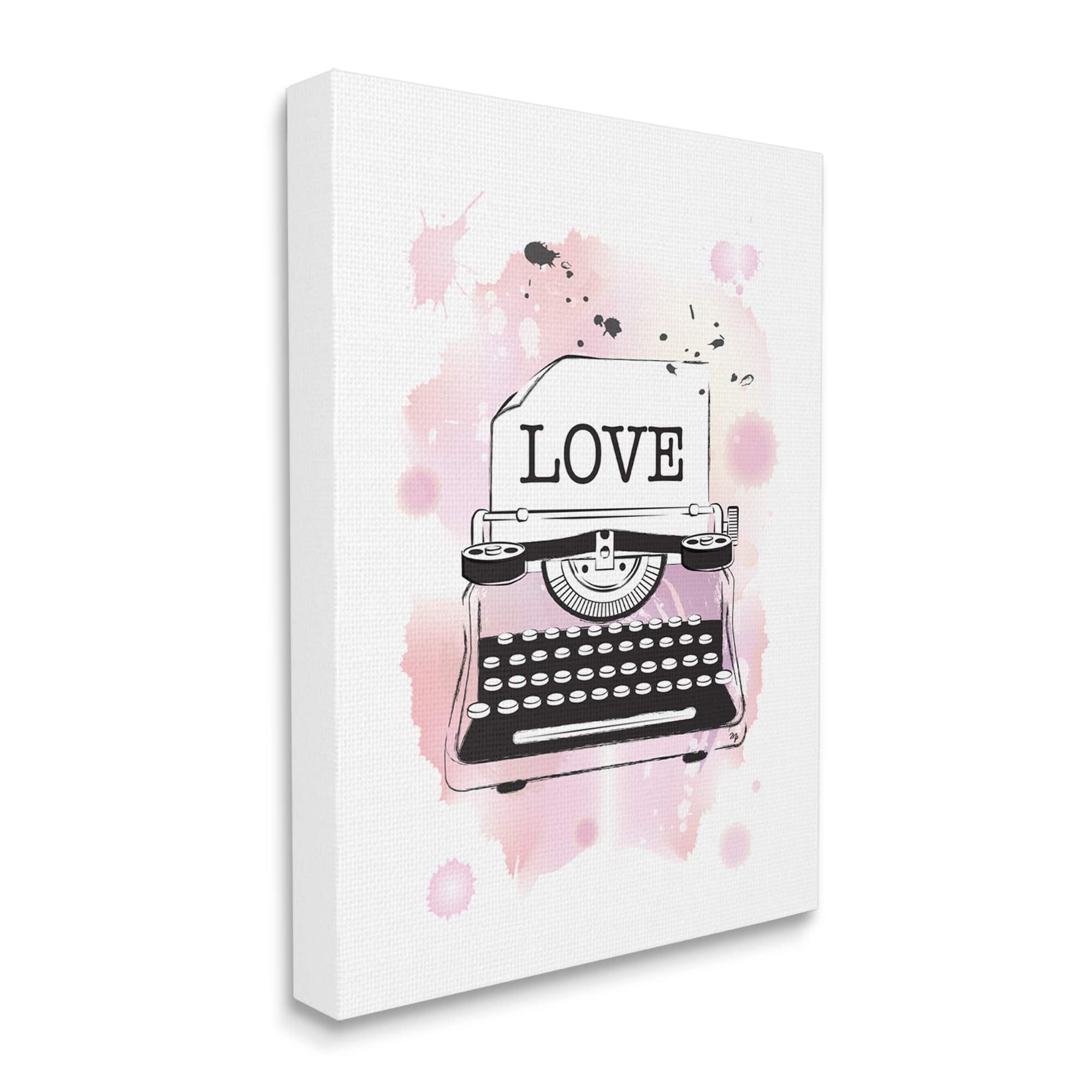 Stupell Industries Retro Pink Typewriter Love Wall Accent