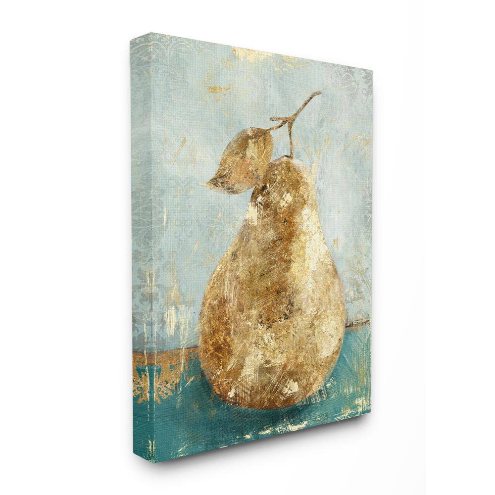 Stupell Industries Golden Pear Green Textured Food Painting Canvas Wall Art