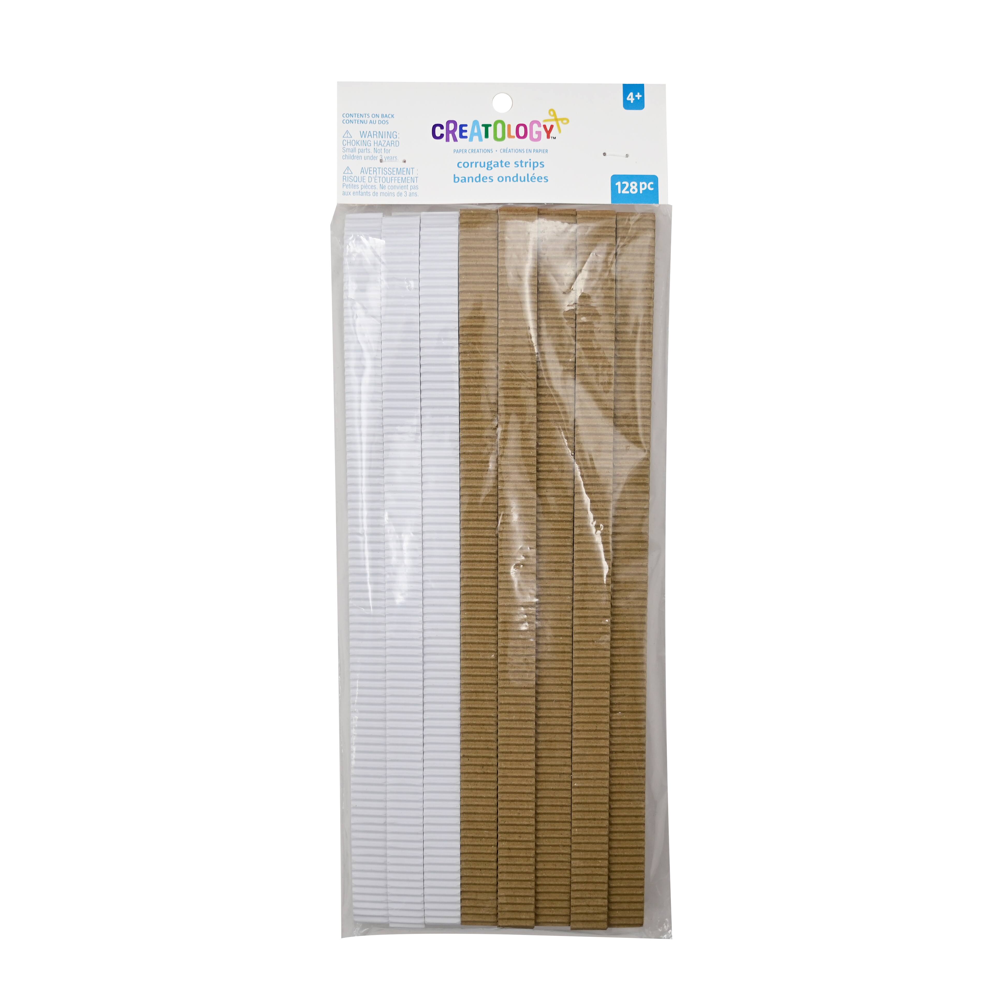 12&#x22; White &#x26; Natural Corrugate Strips, 128ct. by Creatology&#x2122;