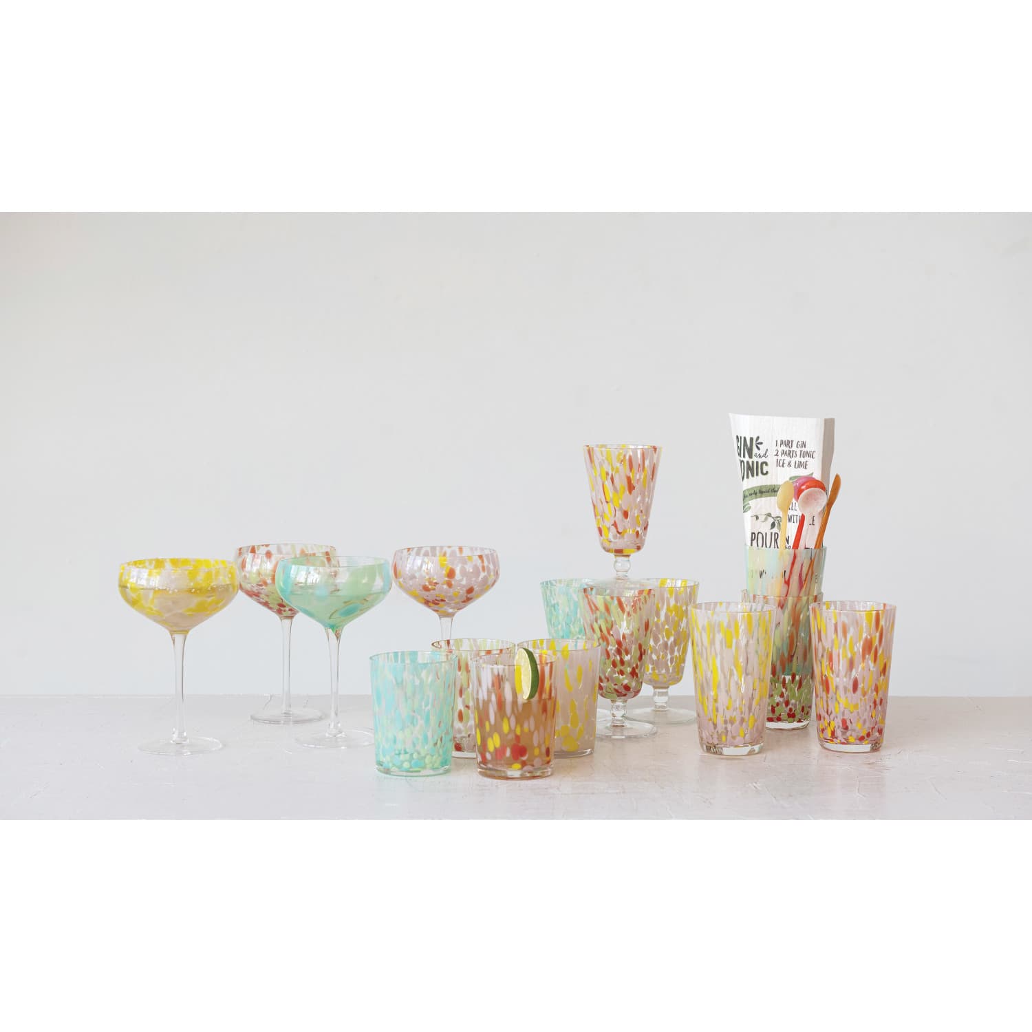 Hello Honey&#xAE; 7&#x22; Speckle Round Stemmed Champagne Coupe Glass Set