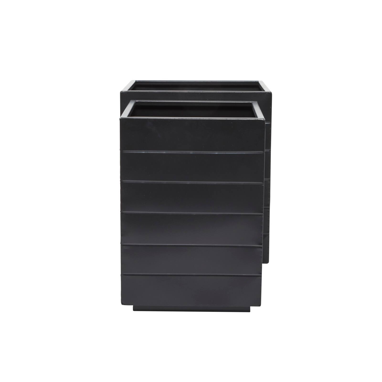 Black Modern Planter, Set of 2" 17", 15"